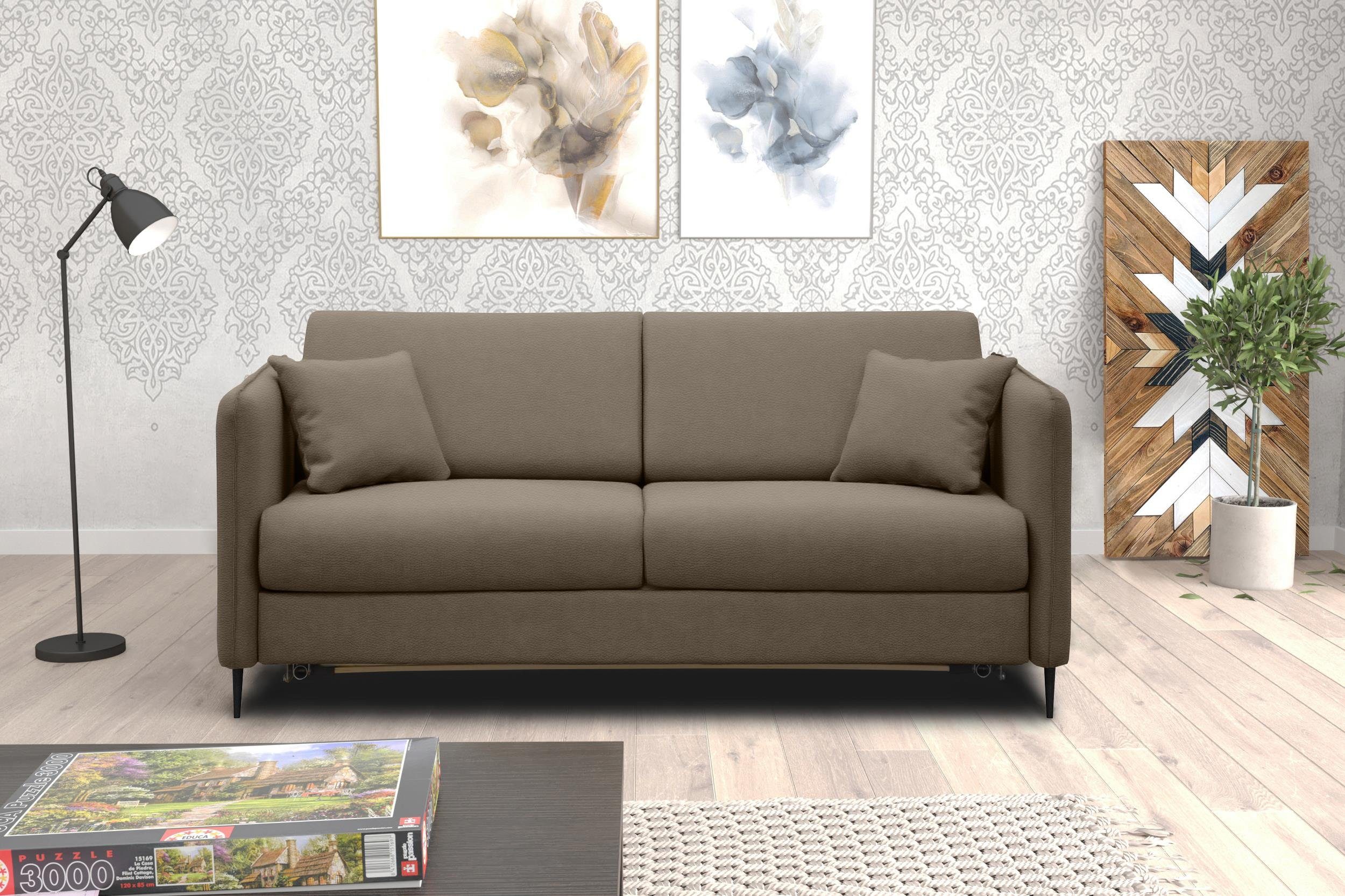 Stylefy 3-Sitzer Arnold, Sofa, 2-Sitzer, mit Bettfunktion, frei im Raum stellbar, Modern Design, Metall