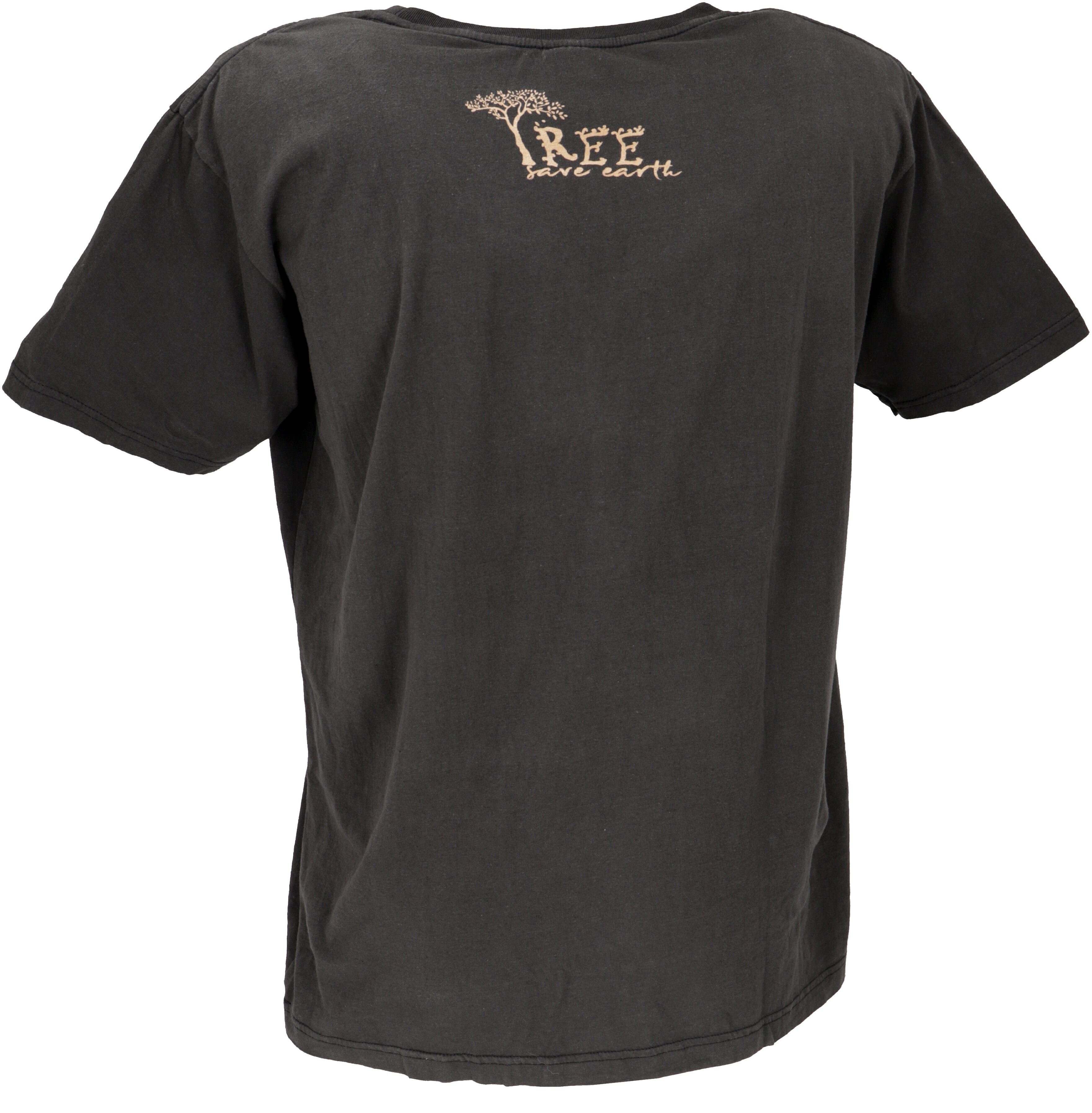 Retro T-Shirt Guru-Shop -.. earth Retro Tree Tree/schwarz T-Shirt T-Shirt, save
