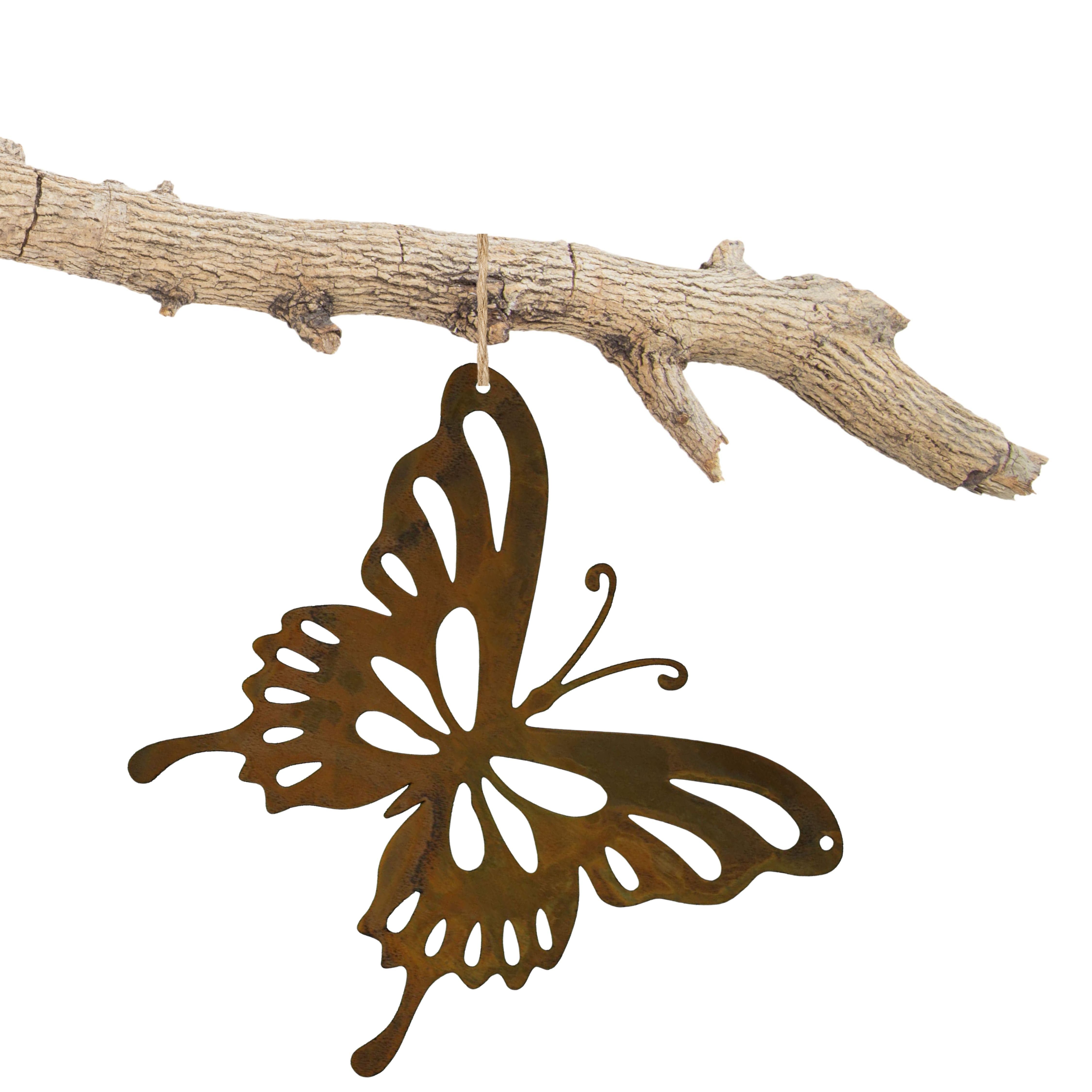 Rostikal Gartenfigur Schmetterling Deko Figur Hängedeko Gartenstecker, Metall echter oder Rost