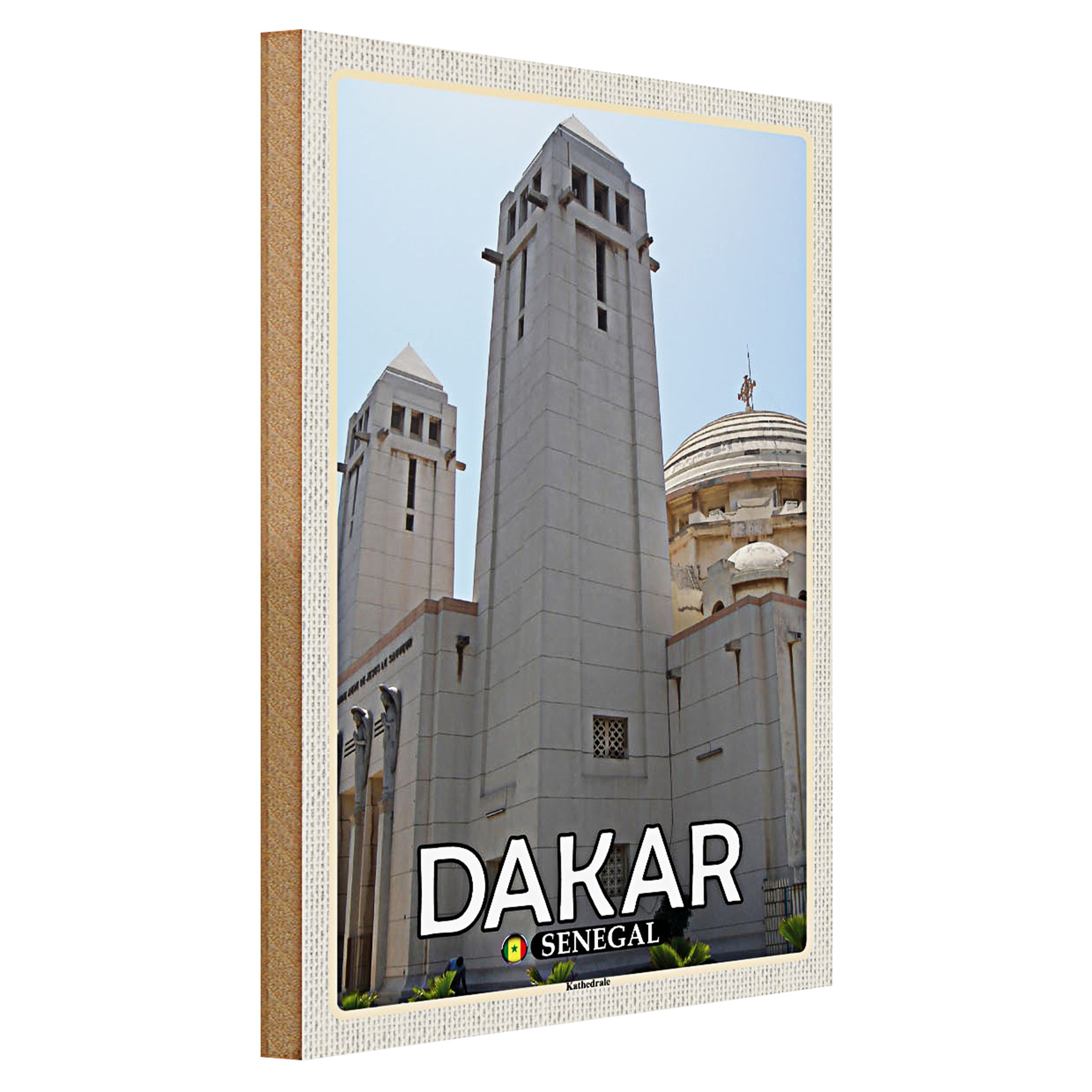 Roomando Holzbild Reise 30x40cm Dakar Senegal Kathedrale
