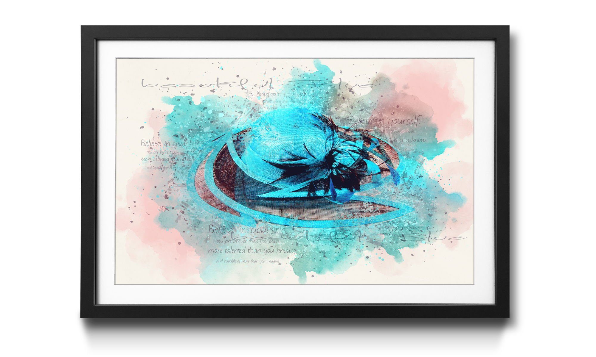 WandbilderXXL Bild mit Rahmen Beauty Of Blue, Hut, Wandbild, in 4 Größen erhältlich