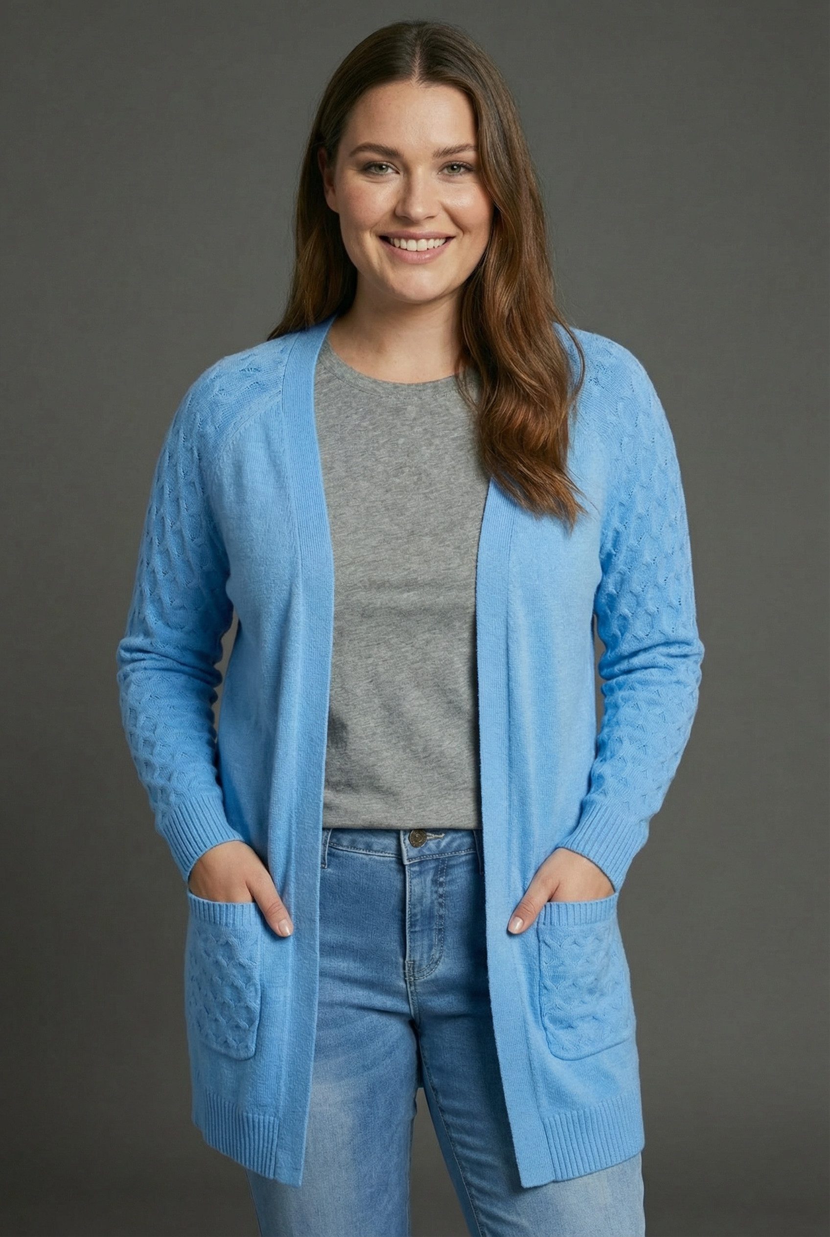 KangaROOS Cardigan casual Stil, bequeme Passform, mit Raglanärmeln, große Größen