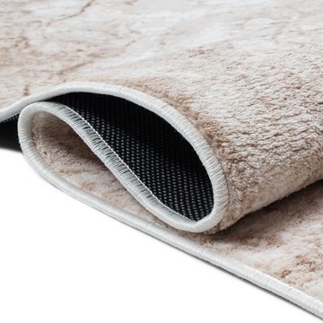 Teppich Modern-abstrakter Marmor Kurzflor Teppich Schlafzimmer beige, Teppich-Traum, rechteckig, Je nach Licht etwas heller-dunkler, Rückseite: „dot–backing“ Antirutsch