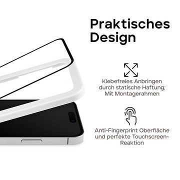 wiiuka shiield 3D Schutzglas für iPhone 13 Pro Max, Displayschutzfolie, Robustes Sicherheitsglas - Schmutzabweisend, Leichte Montage