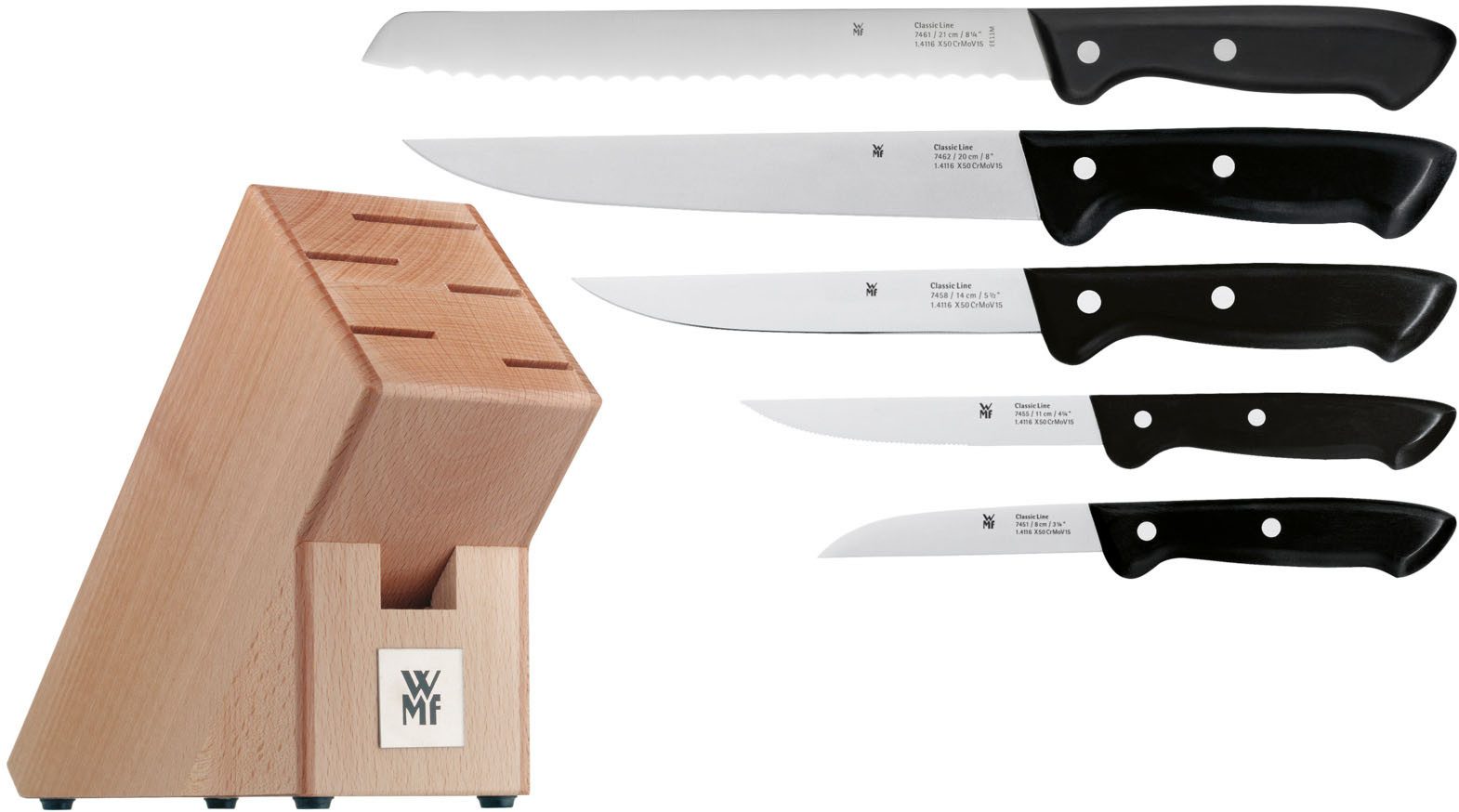 WMF Ножиblock Classic Line (6tlg), Ножиklingen aus Spezialklingenstahl