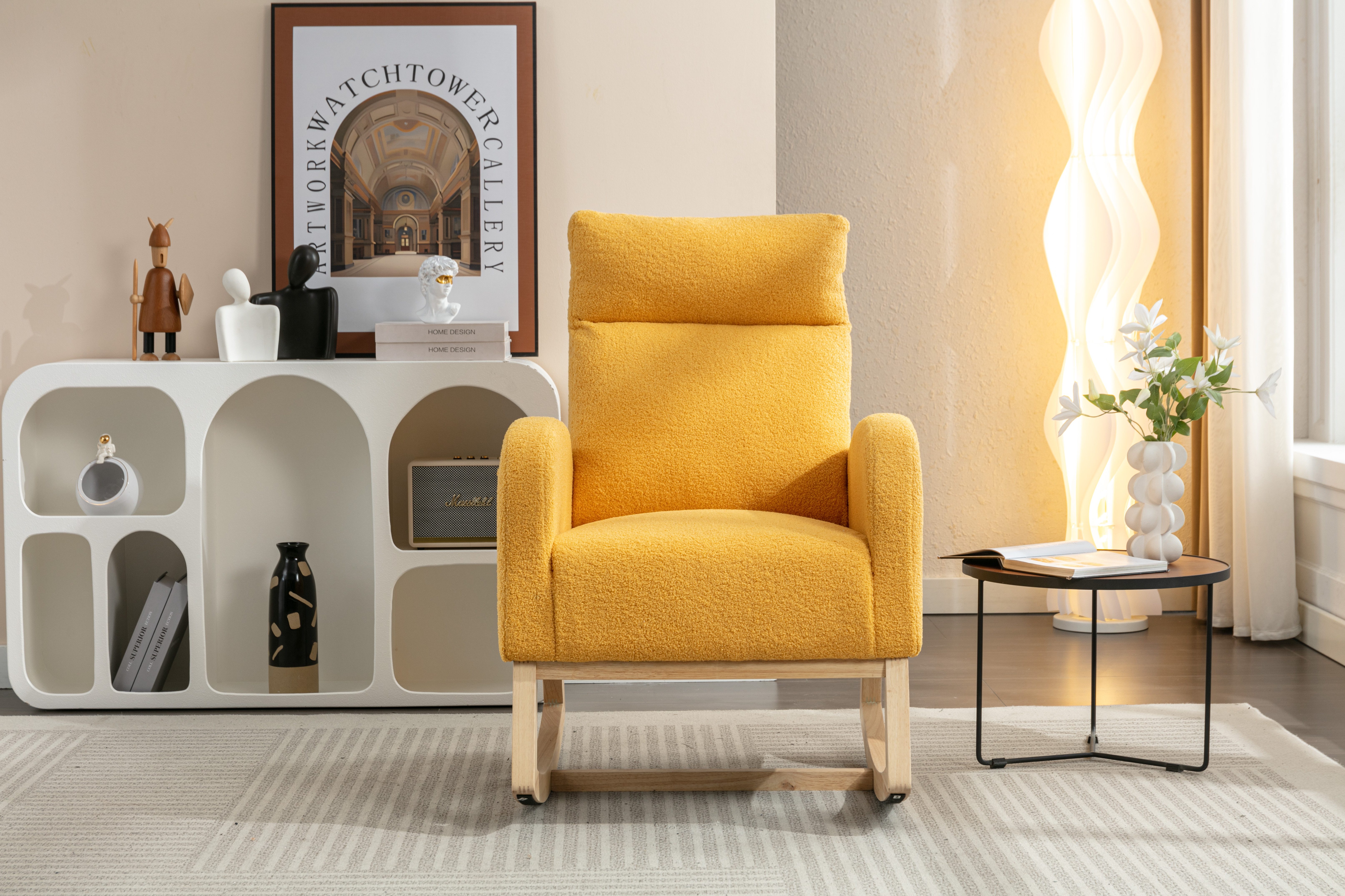 MODFU Schaukelstuhl Relaxstuhl Schaukelsessel, Teddy Fabric günstig online kaufen