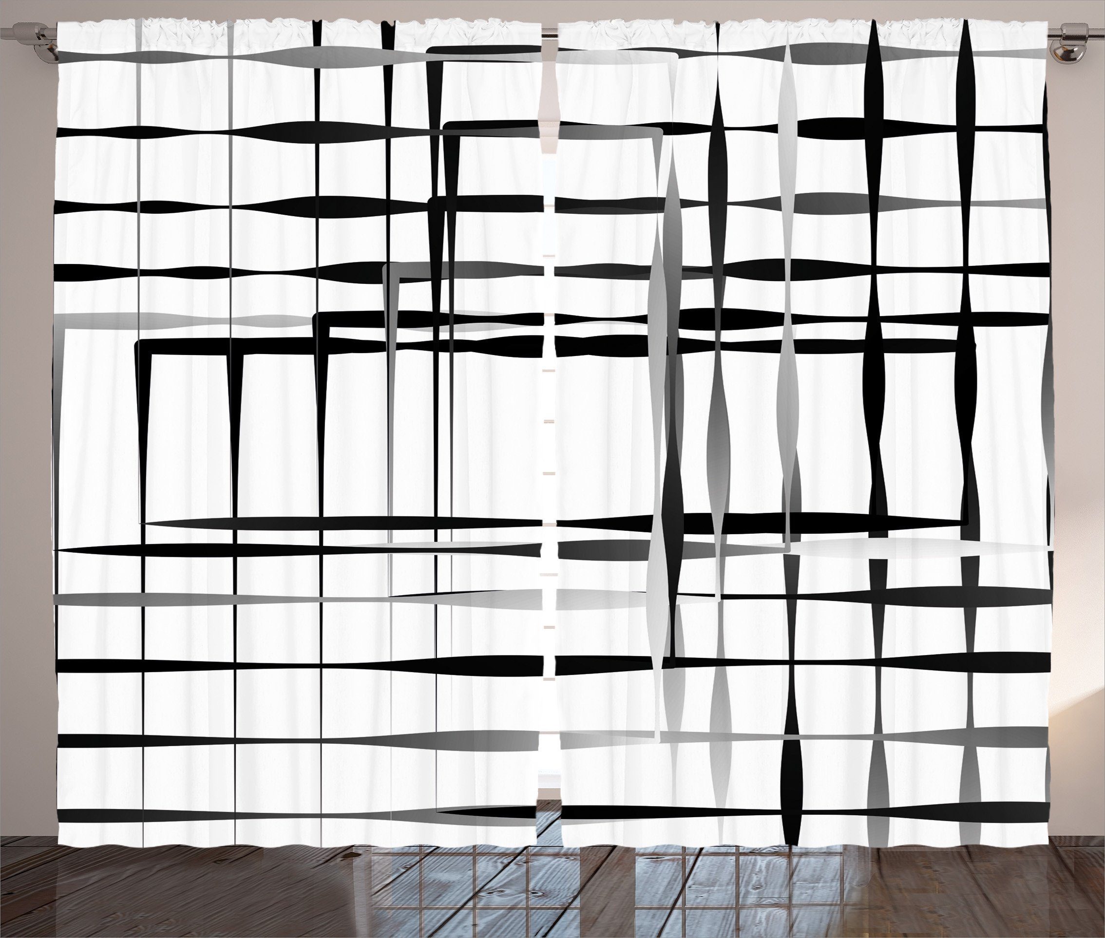 Gardine Schlafzimmer Kräuselband Vorhang mit Schlaufen und Haken, Abakuhaus, Moderne Kunst Abstrakte Kunst Geometrische