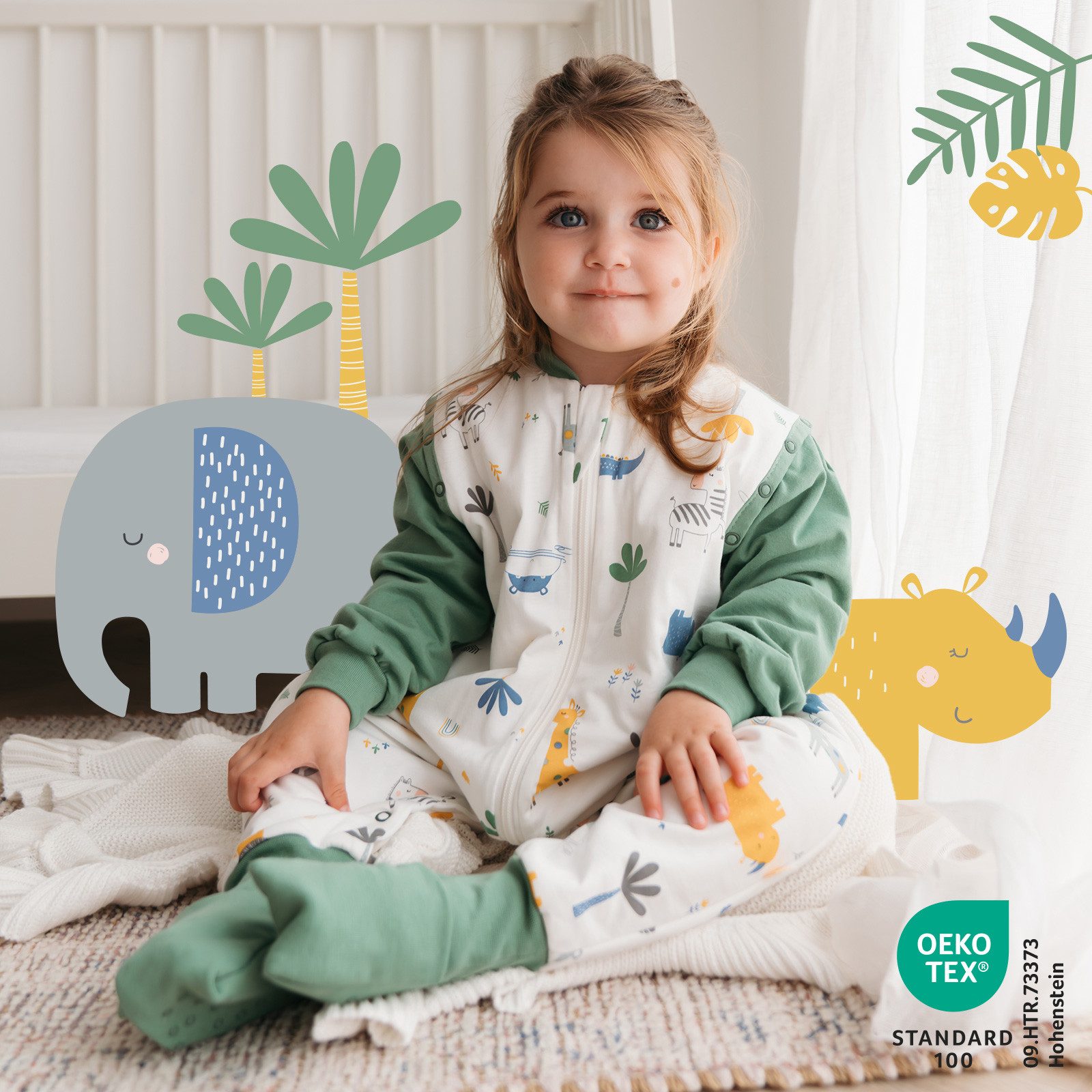 Schlummersack Kinderschlafsack Schlafsack mit Füßen und umklappbaren Bündchen, 2.5 Tog OEKO-TEX