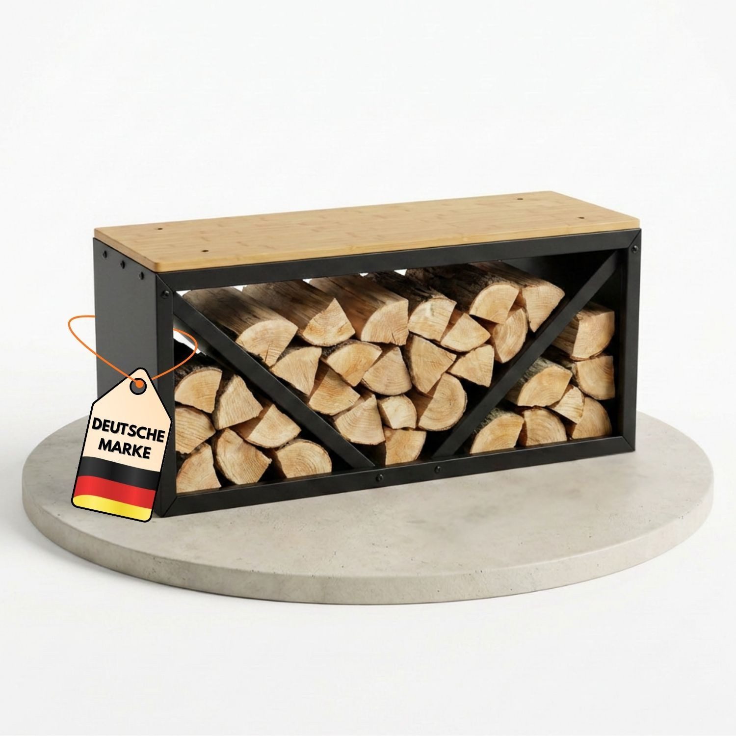 Coemo Kaminholzregal RUDI, (1-St), Schwarz Kaminholzlager Brennholzregal Ofenbank Holzstapelhilfe Metall