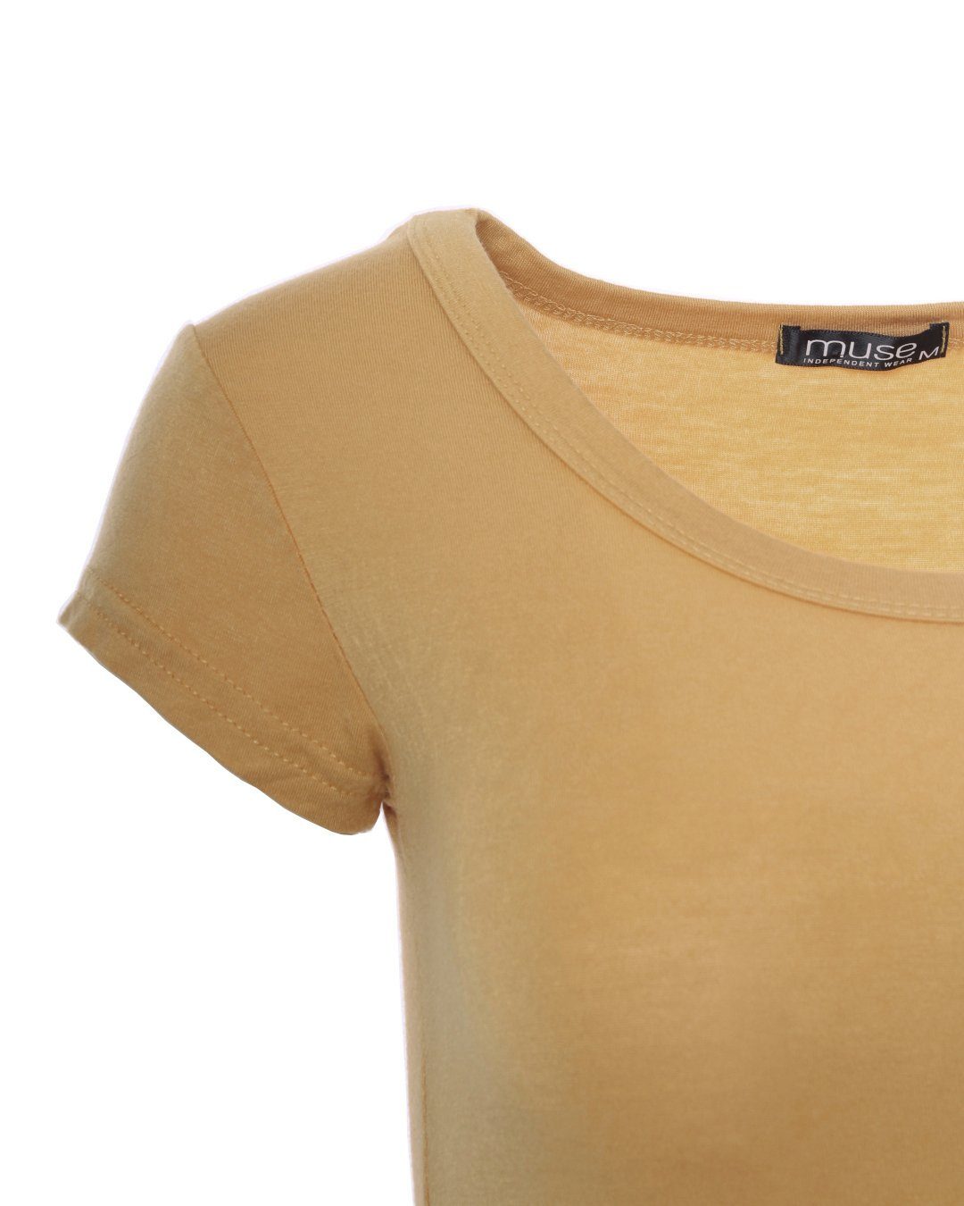Muse Basic T-Shirt T-Shirt 1001 camel Kurzarm Skinny Fit