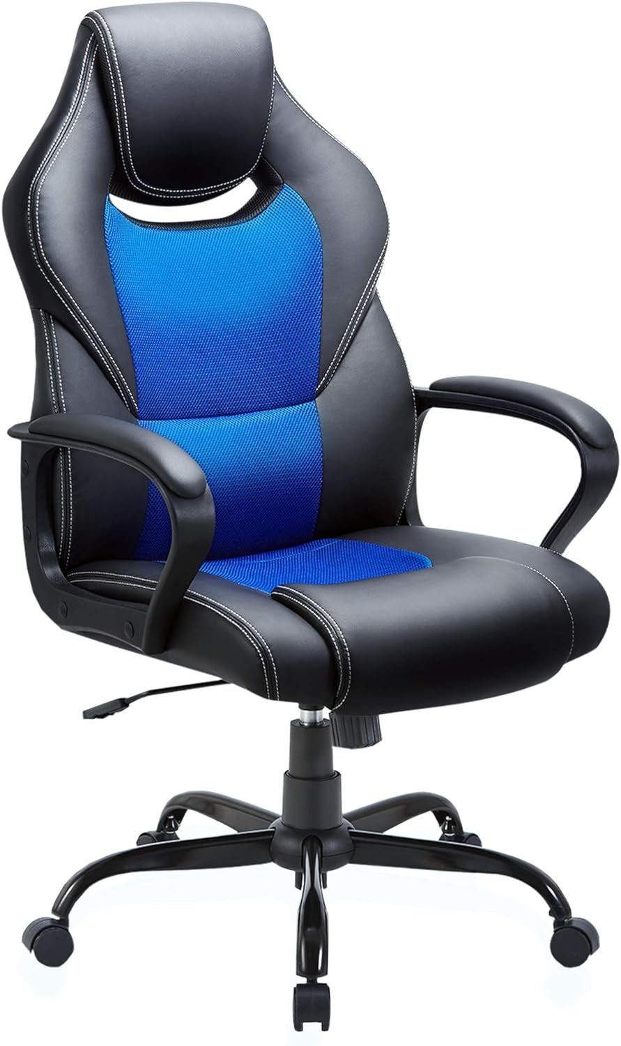 BASETBL Gaming Chair (Bürostuhl mit Rückenlehne, Wippfunktion, Höhenverstellung, gepolsterter Armlehne Chefsessel), Schreibtisch,Ergonomisch Drehstuhl Sportsitz Atmungsaktiv bis 150KG