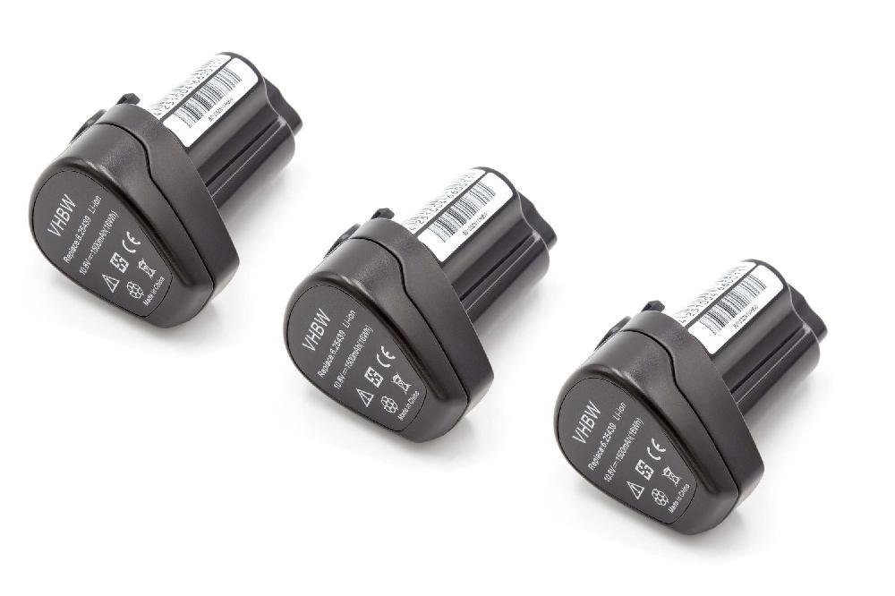 vhbw Akku passend für Metabo PowerMaxx 12 Basic, PowerMaxx BS, PowerMaxx 12 Akku Akku Li-Ion 1500 mAh (10,8 V, 3 St), Leistungsfähige Austausch-Akkus für Werkzeug Powertools wie