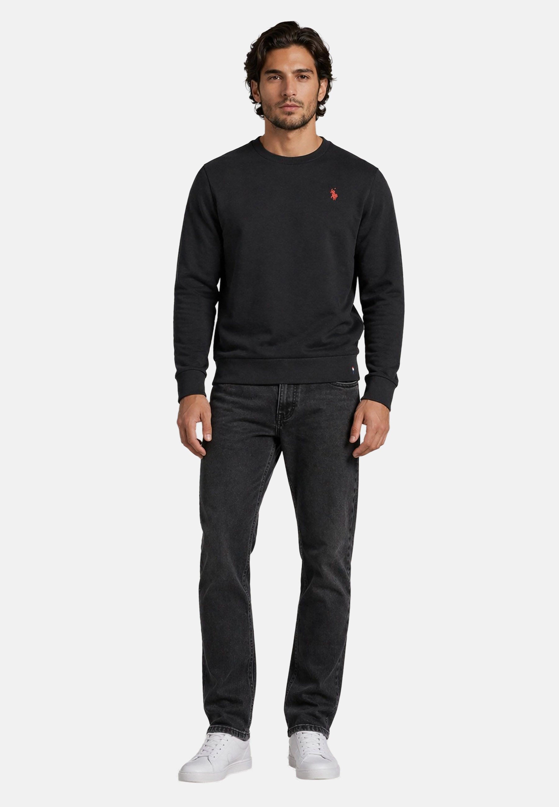 U.S. Polo Assn. Rundhalspullover USJaxxon – Herren Sweatshirt mit Rundhalsausschnitt Weiche Baumwollmischung, formstabil und mit Logo-Stickerei