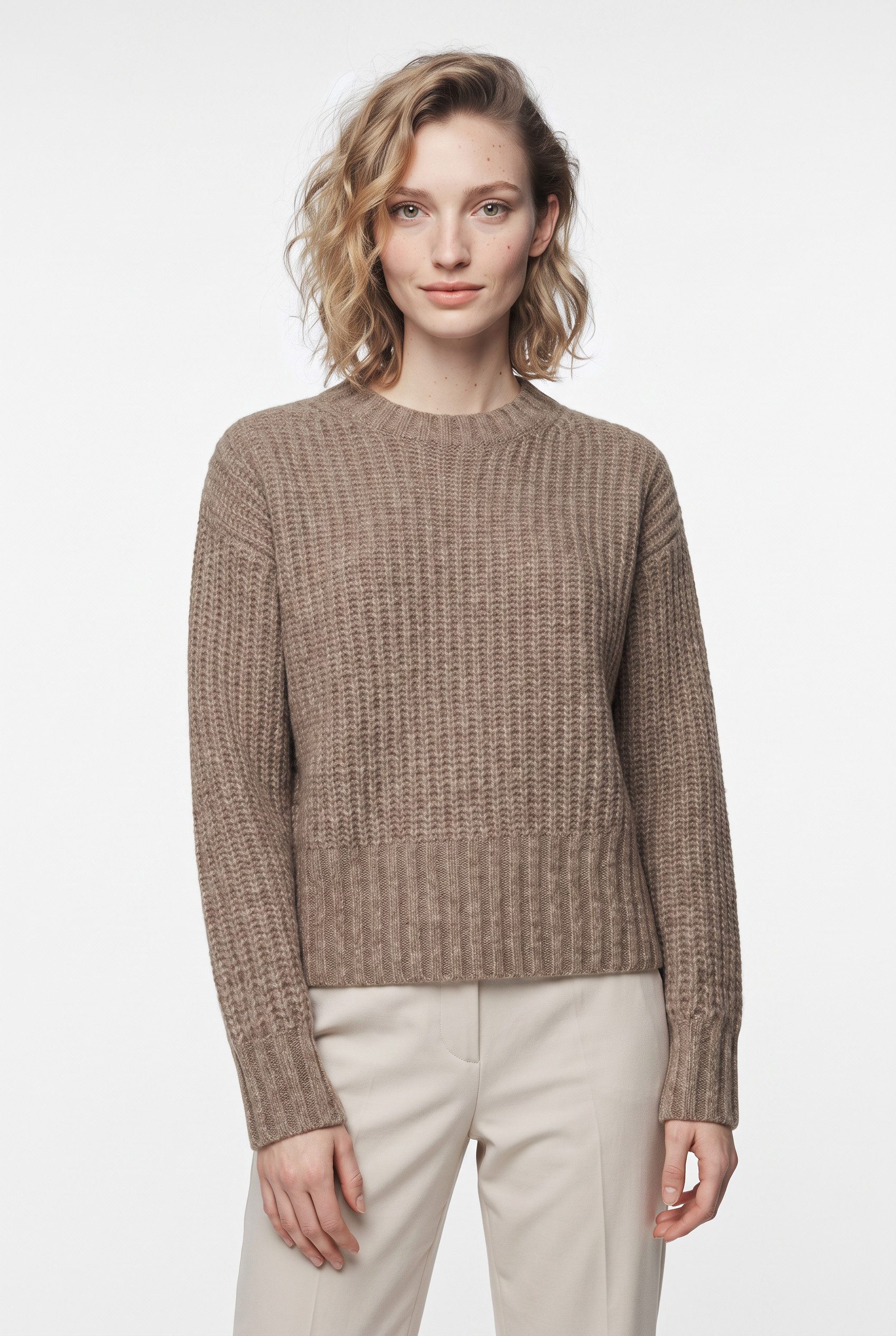 Pepe Jeans Strickpullover ASHLEY CREW mit Rundhalsausschnitt, Materialmix