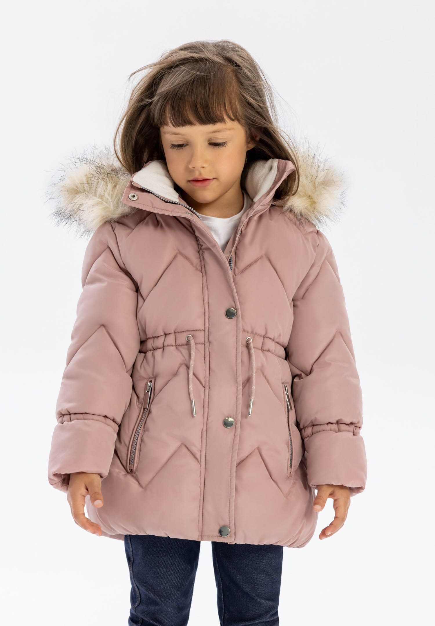 MINOTI Winterjacke Stepp-Winterjacke mit Kunstfell und Tunnelzug in der Tai günstig online kaufen