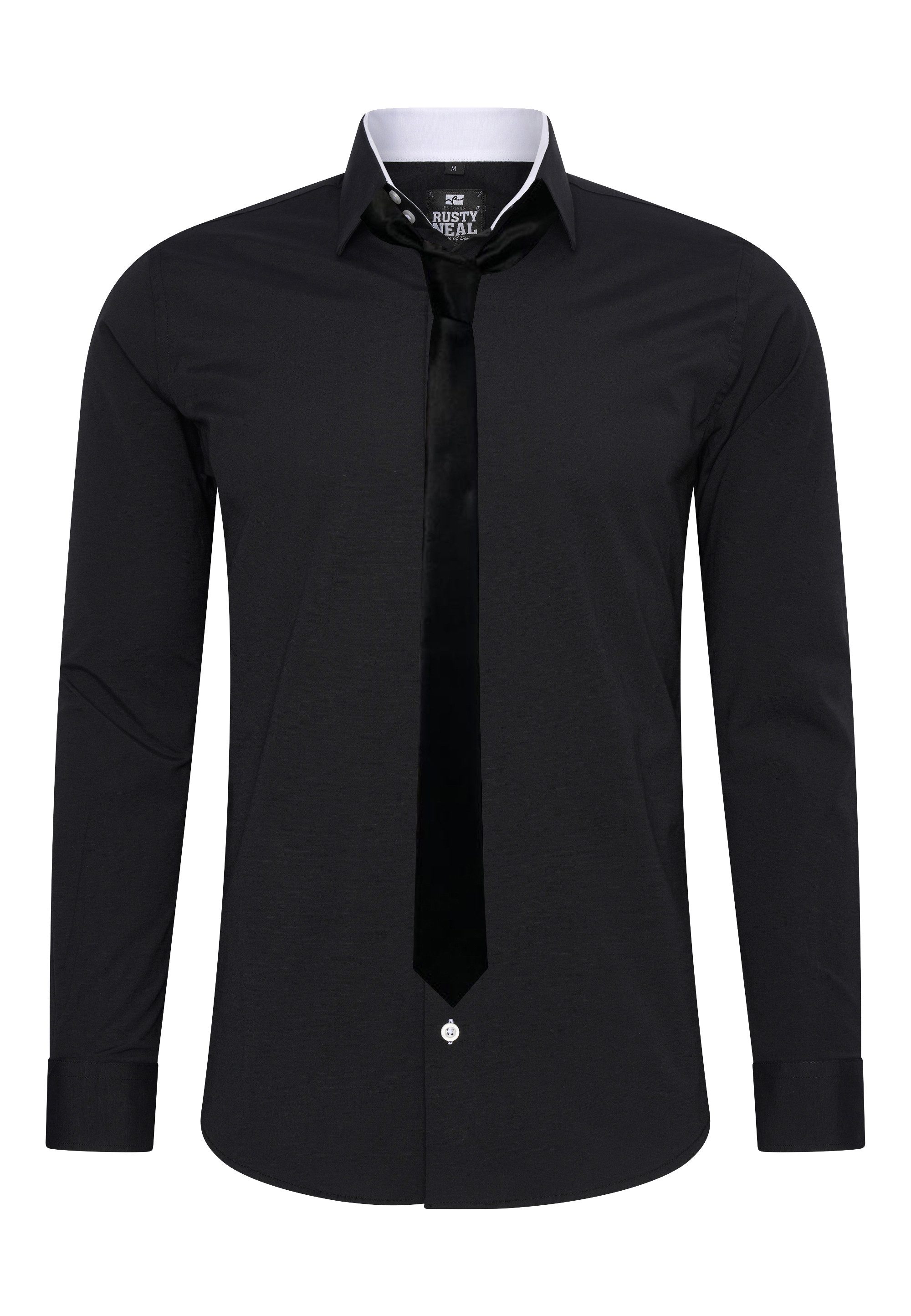 Rusty Neal Langarmhemd mit Krawatte günstig online kaufen