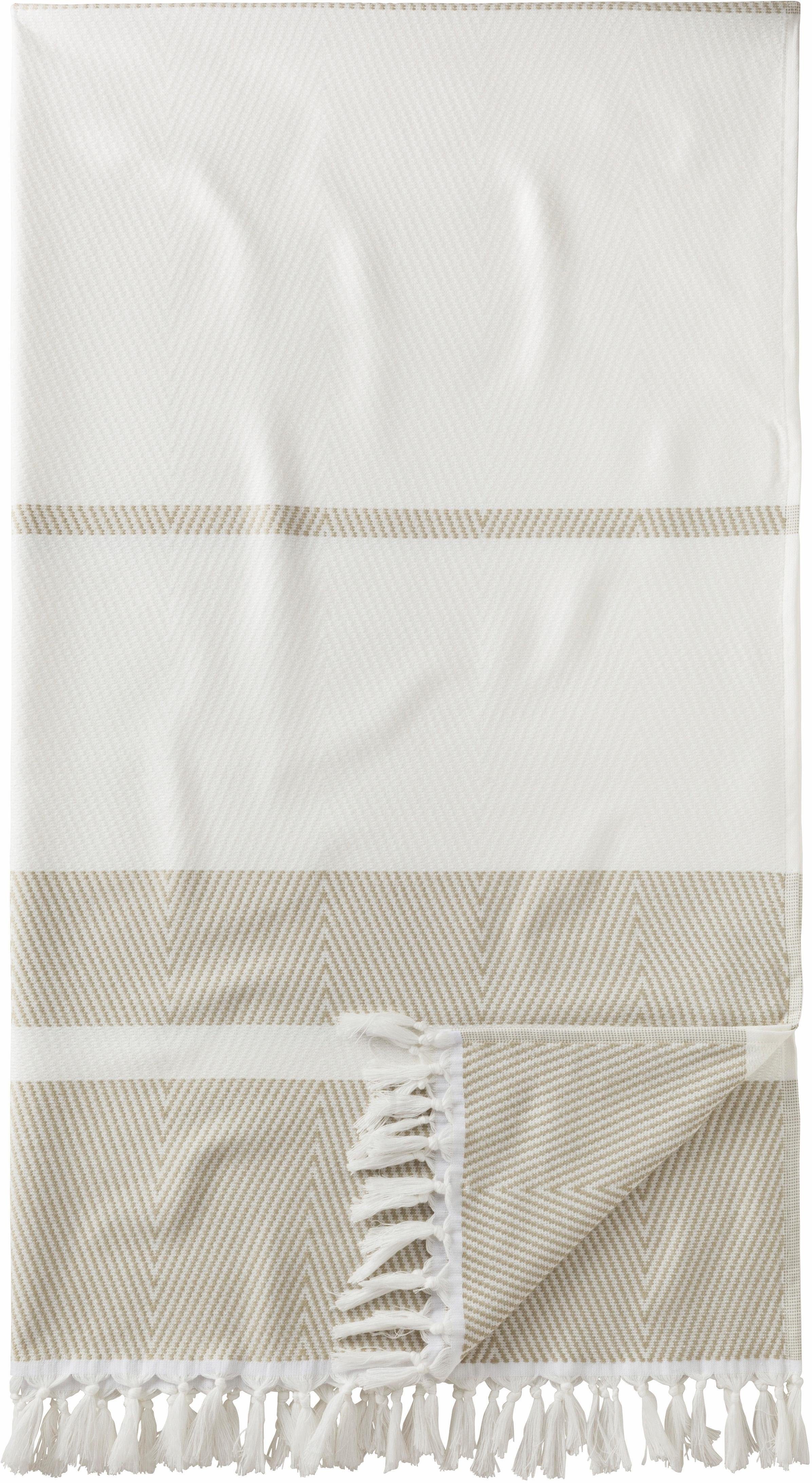 Egeria Hamamtuch Pestemal Herri, Hamam Frottier (1-St), 100x180 cm, mit Muster & Fransen, ideal als Strandtuch sand