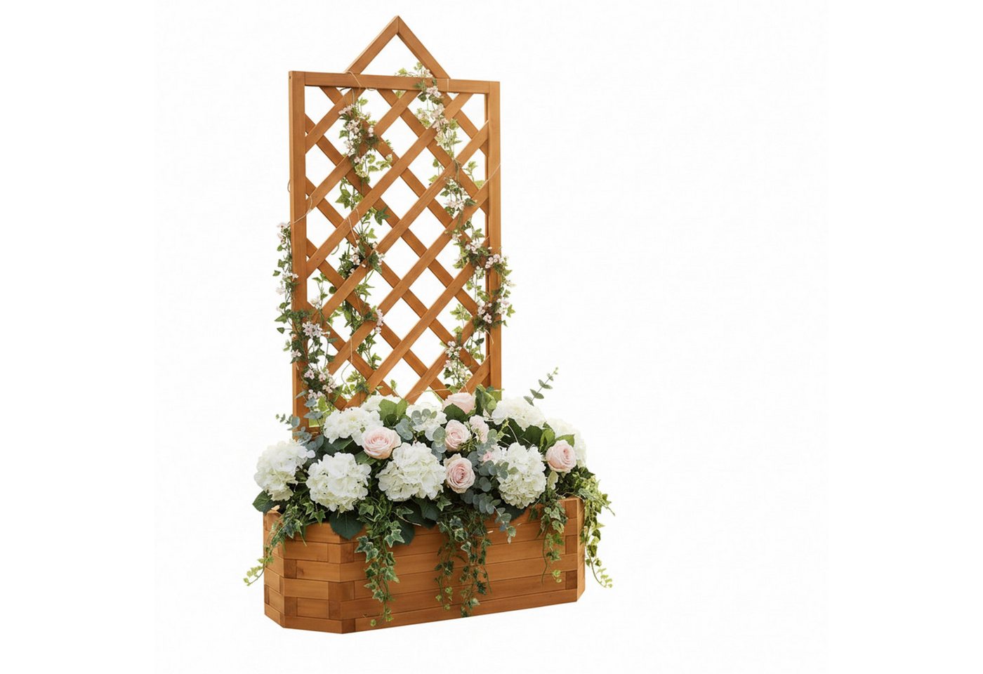 Mucola Rosenbogen Spalier mit Blumenkasten Rankgitter Rosengitter Rankhilfe Rosenbogen Stück, Rankgitter, Fichtenholz
