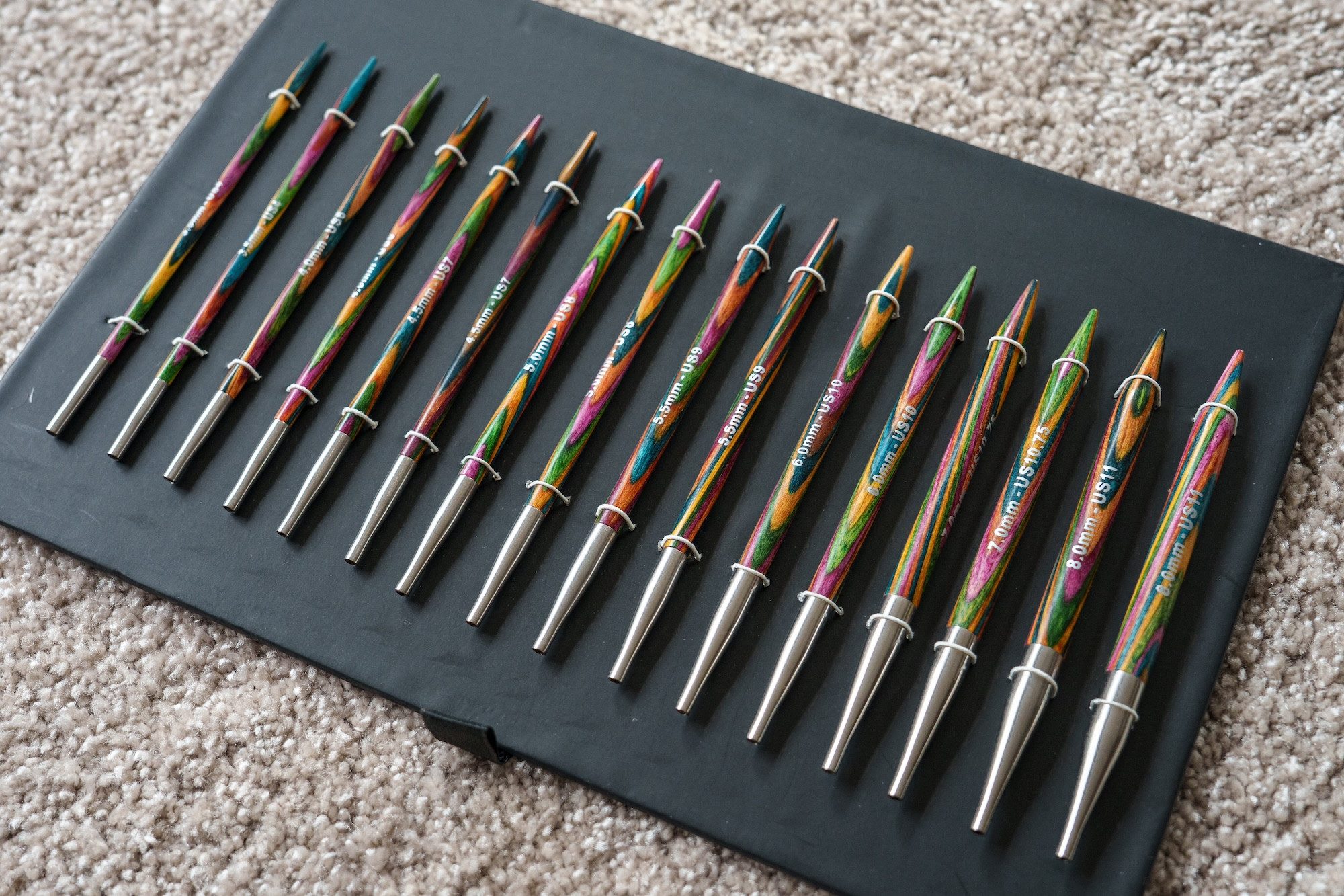 KnitPro Rundstricknadeln Rundstricknadel-Set SYMFONIE Design-Holz Multicolor Deluxe, Austauschbare Rundstricknadeln-Set