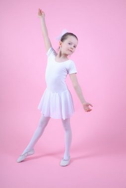 tanzmuster Chiffonkleid »Ballettkleid Lucy mit kurzen Ärmeln« Mädchen Ballettbody mit Chiffon Röckchen