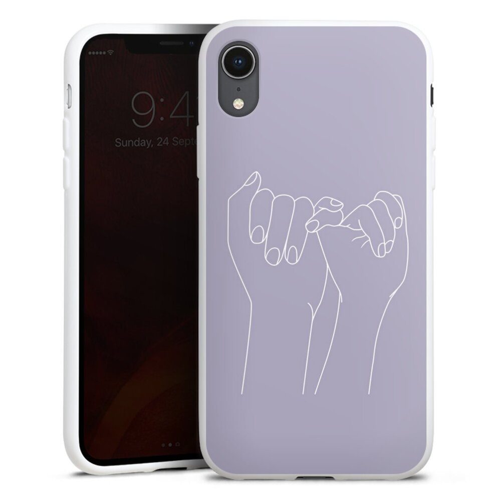 DeinDesign Handyhülle Pinky Promise Line Art, Apple iPhone Xr Silikon Hülle Bumper Case Handy Schutzhülle