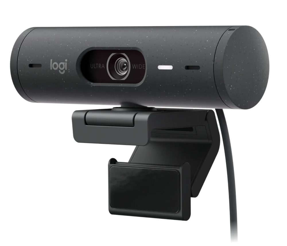 Logitech Brio 500 mit Zeigemodus, Auto-Lichtkorrektur & Doppelmikrofon, Graphit Full HD-Webcam
