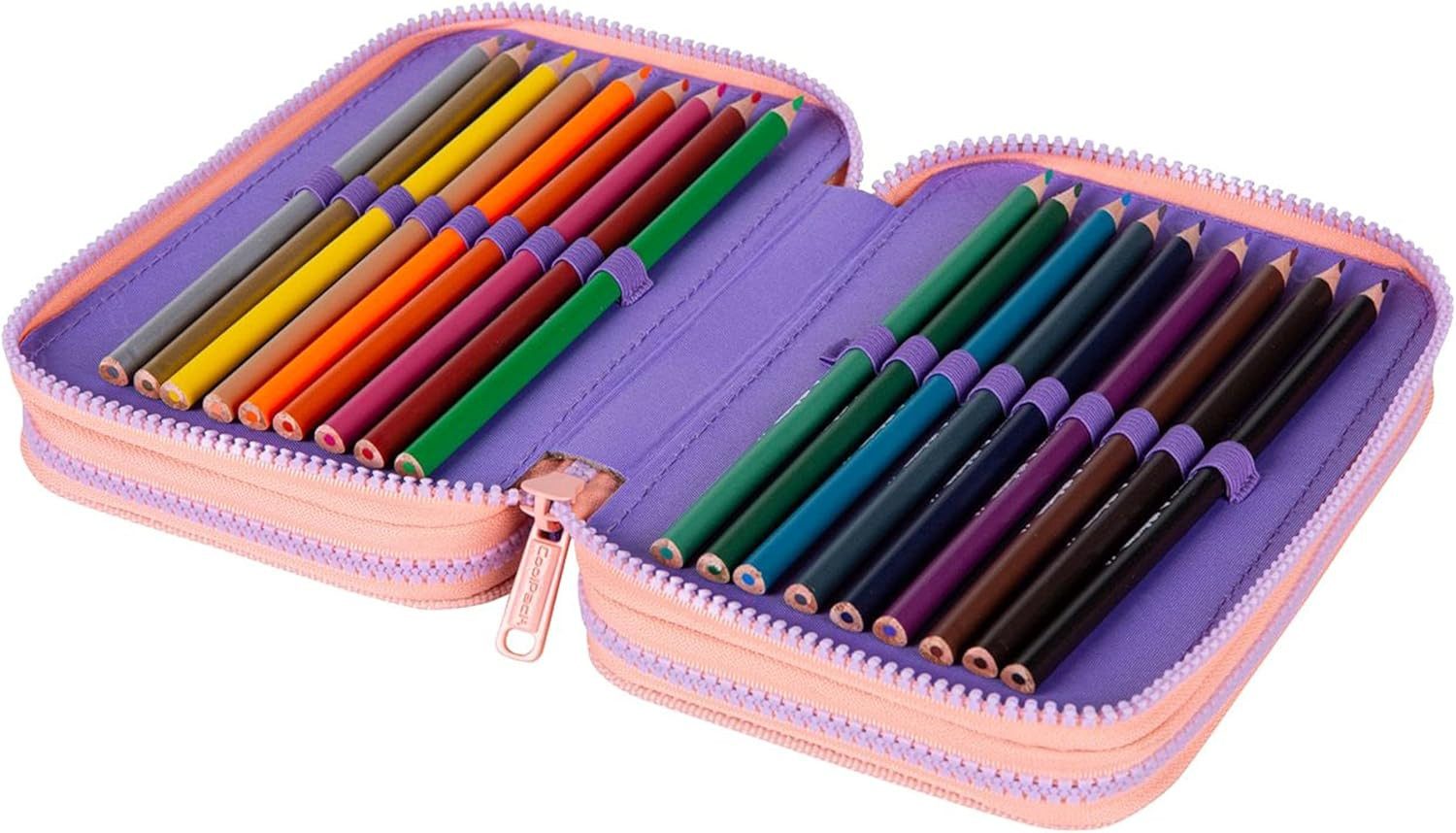 GOLDKIDS Federmäppchen Federtasche 3-fache Federmappe 46-teilig, (gefüllte Schüleretui Stifte und Pinsel, 1-tlg., inkl. Aufgabenheft Federbox Etui), Stiftetasche Schlamper-Etui Schul-Etui Berry