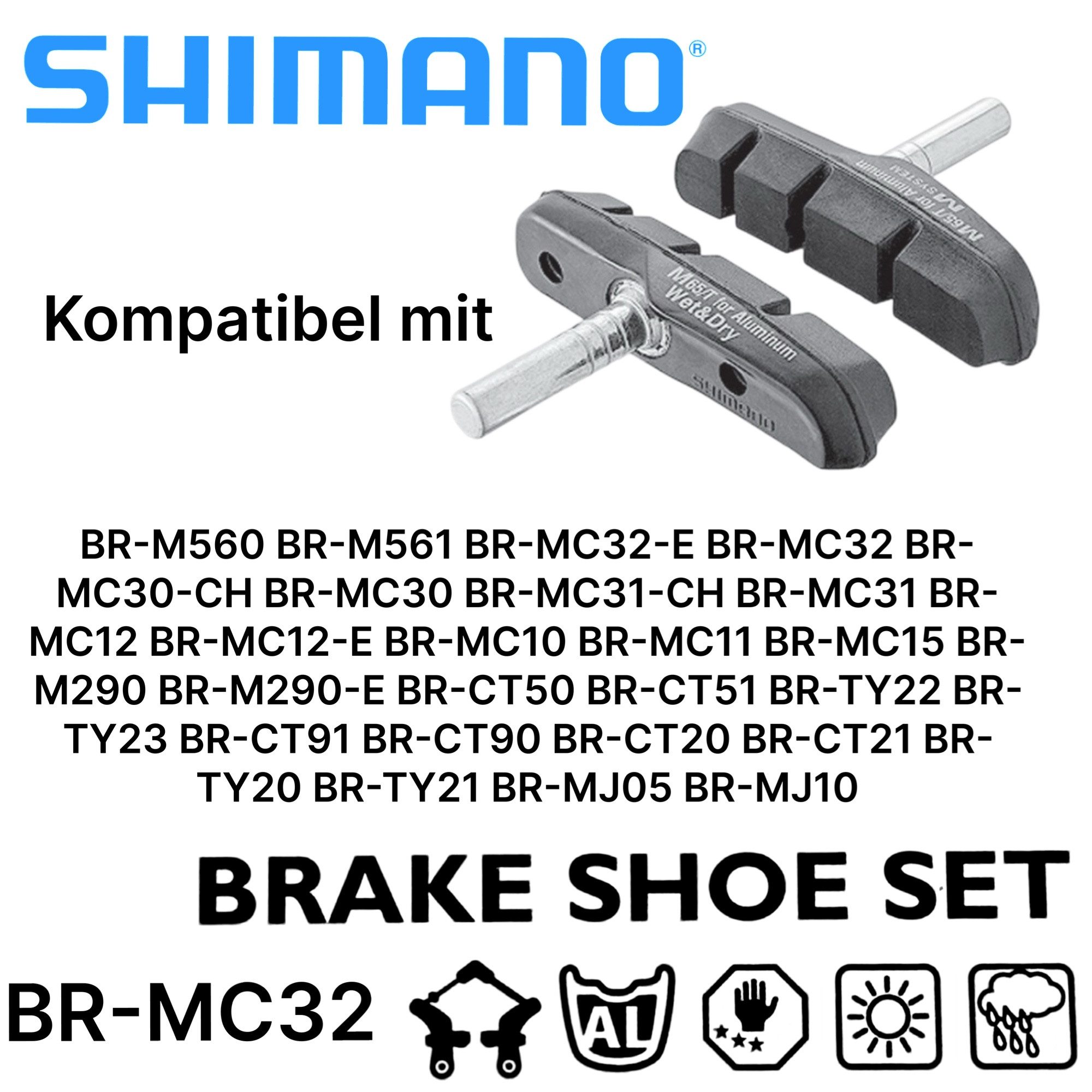 Shimano Felgenbremse Shimano Bremsschuh BR-MC32 (M65T) Fahrrad Cantilever Bremsbeläge 1Paar