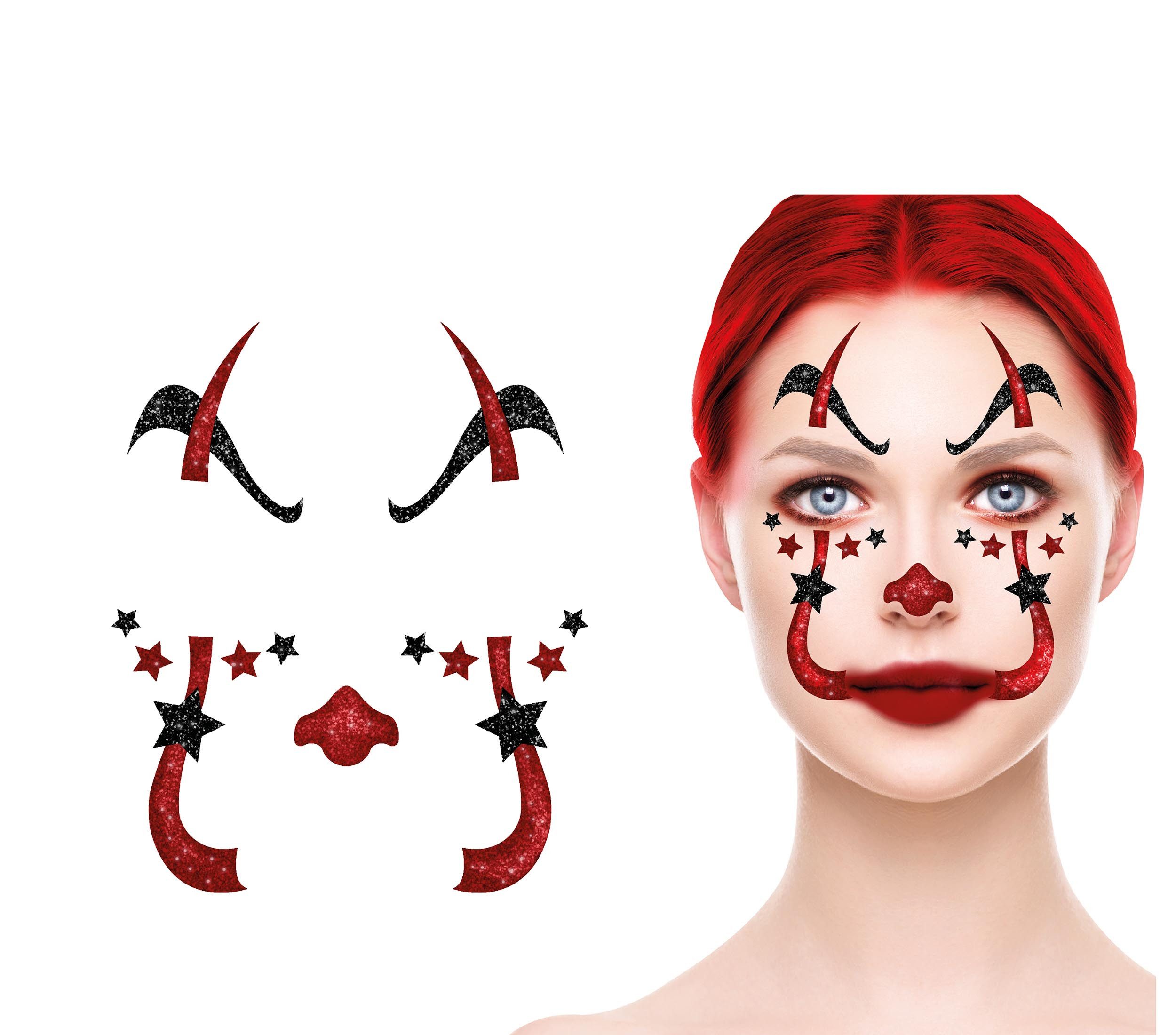 Fiestas Guirca Kostüm, Clown Party Face Sticker Halloween Make Up Dekoration Aufkleber Gesich
