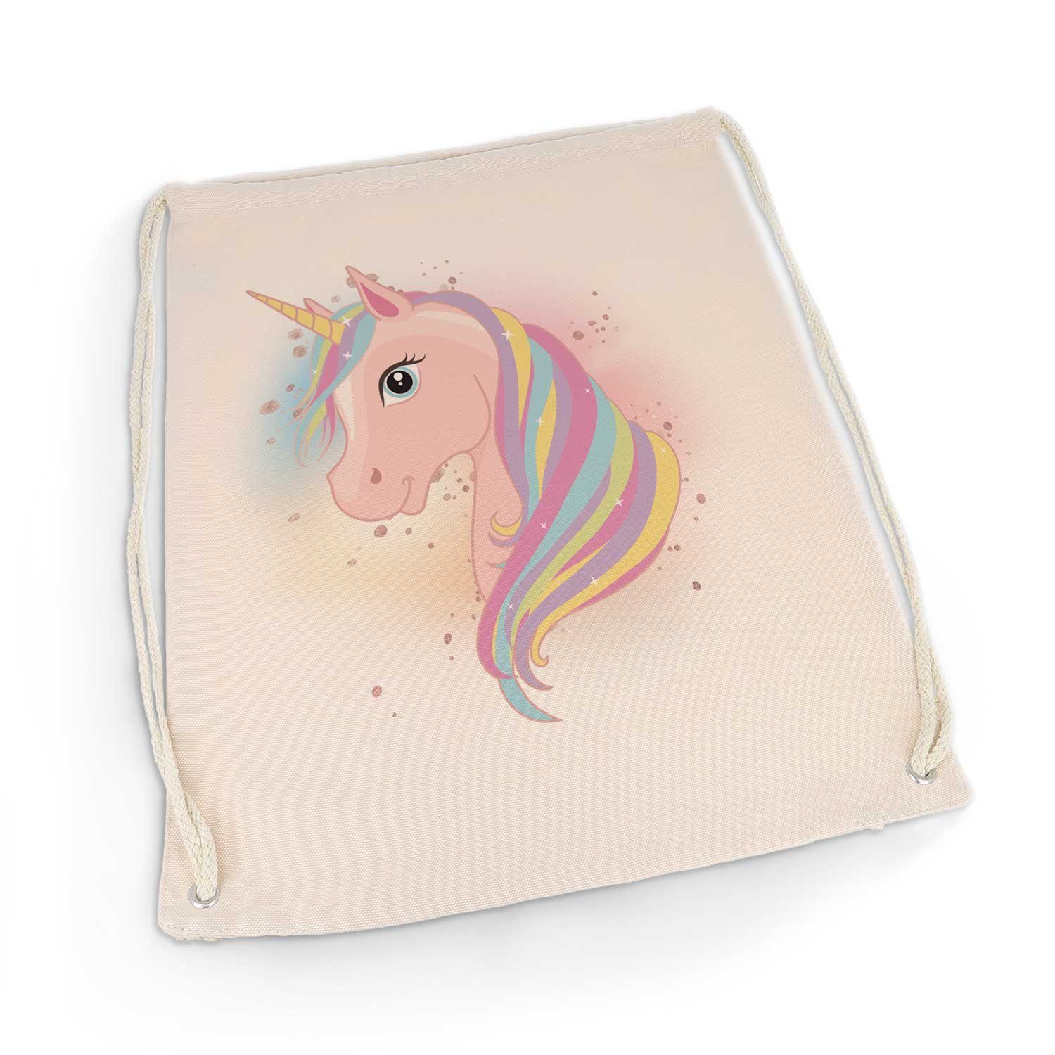 GRAVURZEILE Turnbeutel mit hochwertigem Druck - Einhorn Design (Sportbeutel mit Kordelzug, für Kinder), 12 Liter 33x45 cm