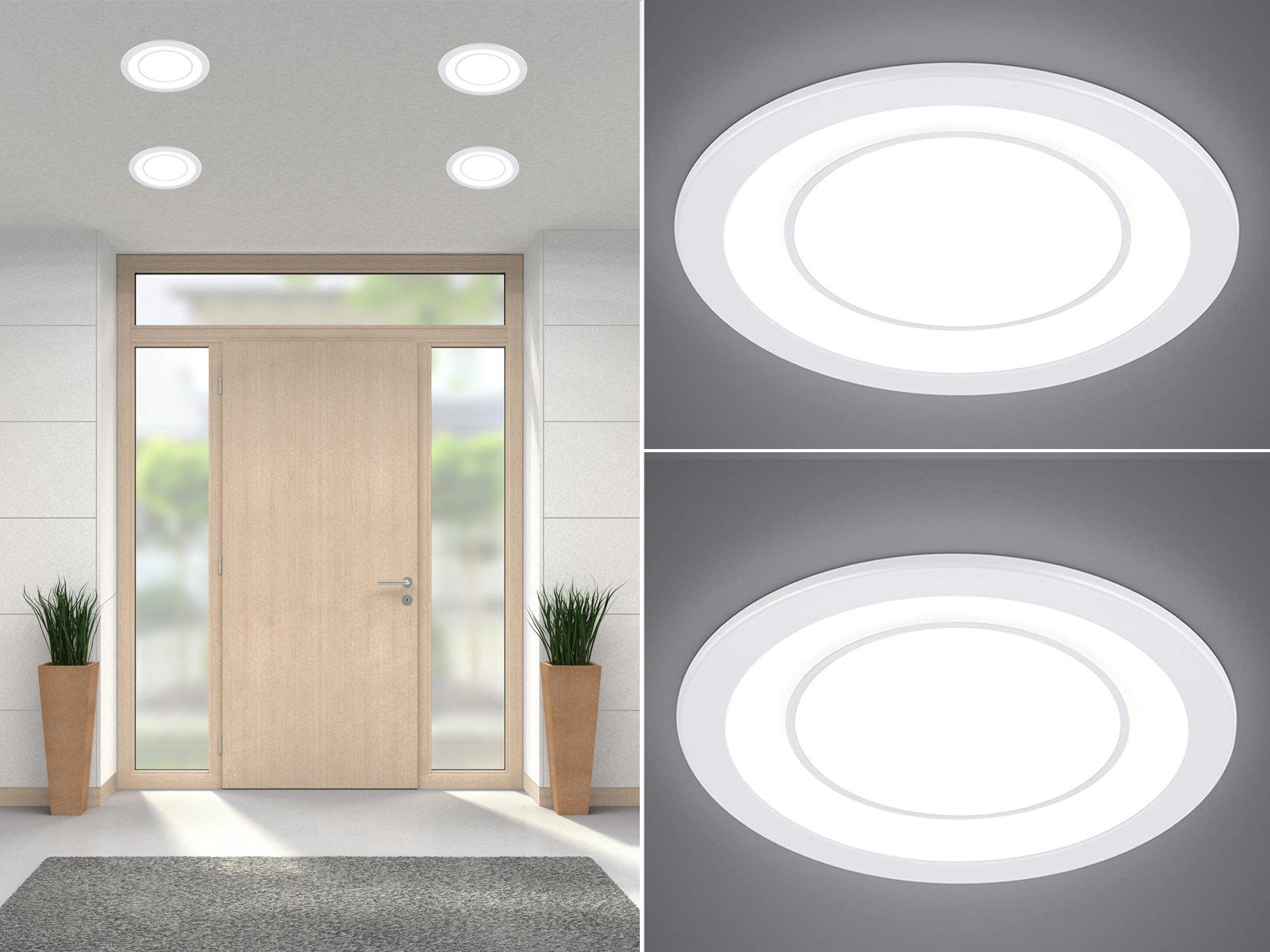 TRIO Leuchten LED Einbaustrahler, LED fest integriert, Warmweiß, 2er Set Deckeneinbauleuchte Deckenspot Treppenhaus Beleuchtung Ø14,8cm