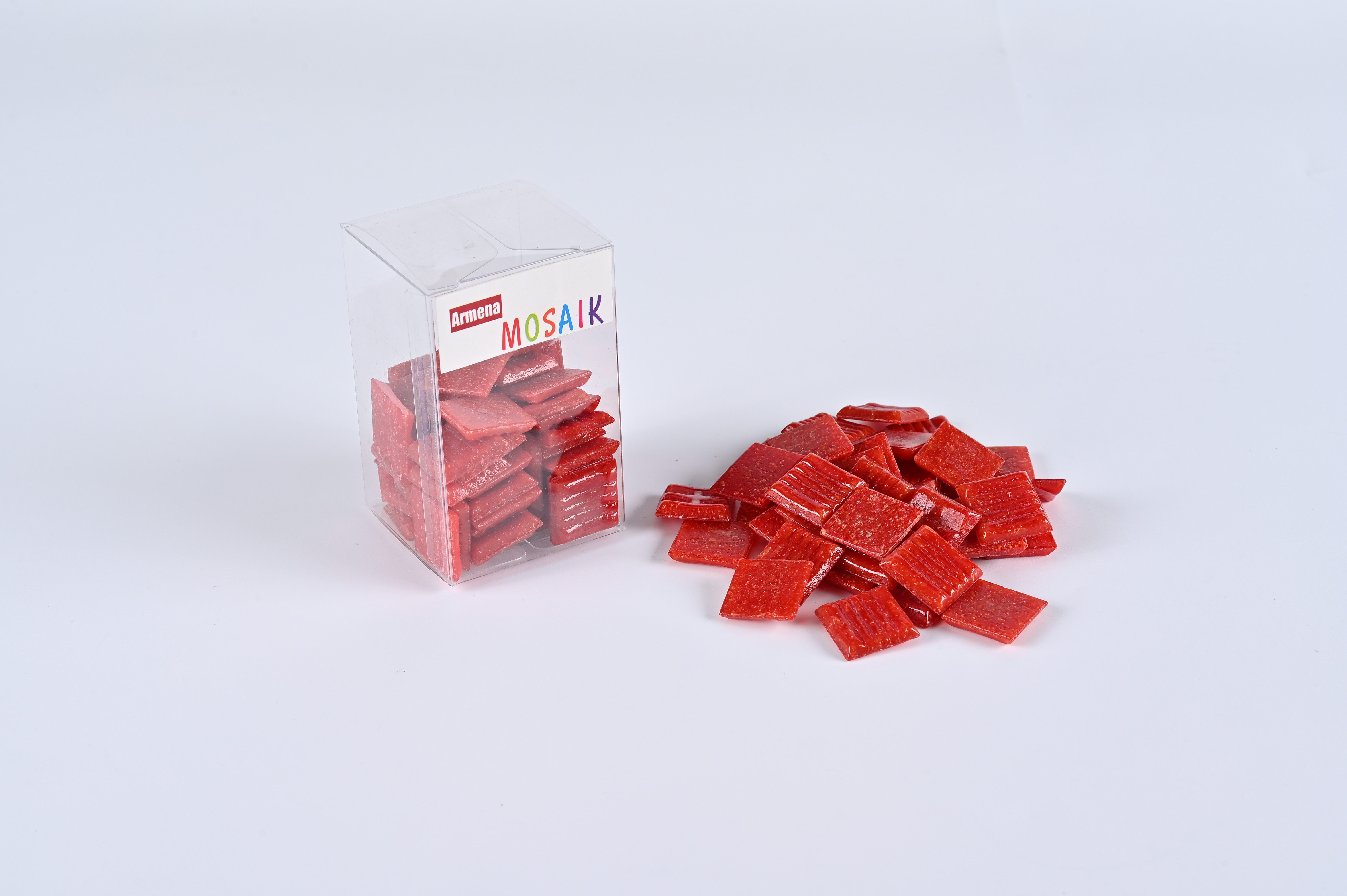 Armena Mosaikfliesen Mosaikfliesen Glasmosaik Bastelmaterial Mosaik DIY Wandfliesen 260g, tiefrot