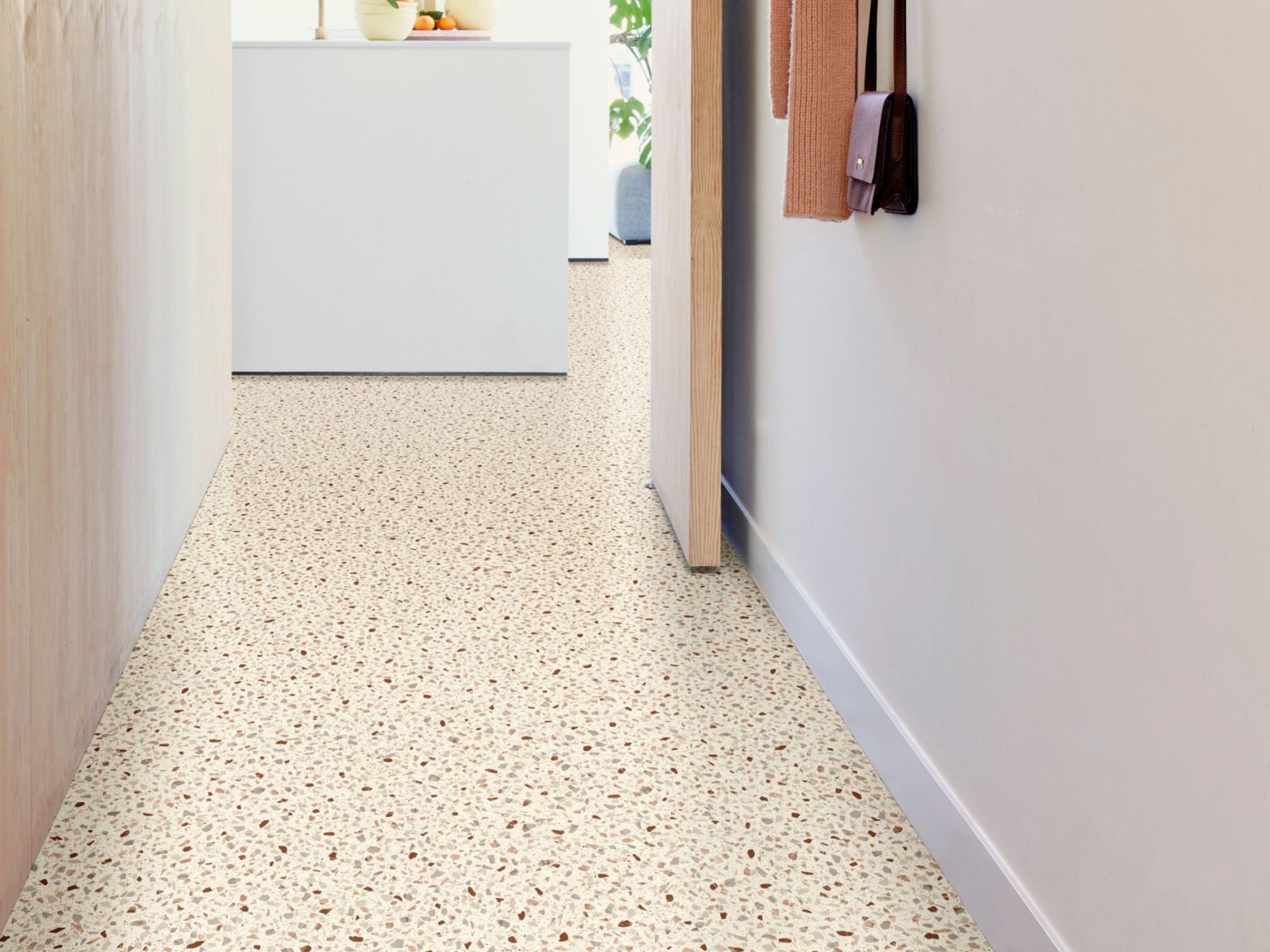 misento Vinylboden Turbo in Terrazzo-Optik, für Feuchtraum- und Privatbereiche, PVC Bodenbelag Meterware 200/400 cm breit, Stärke 2,5 mm