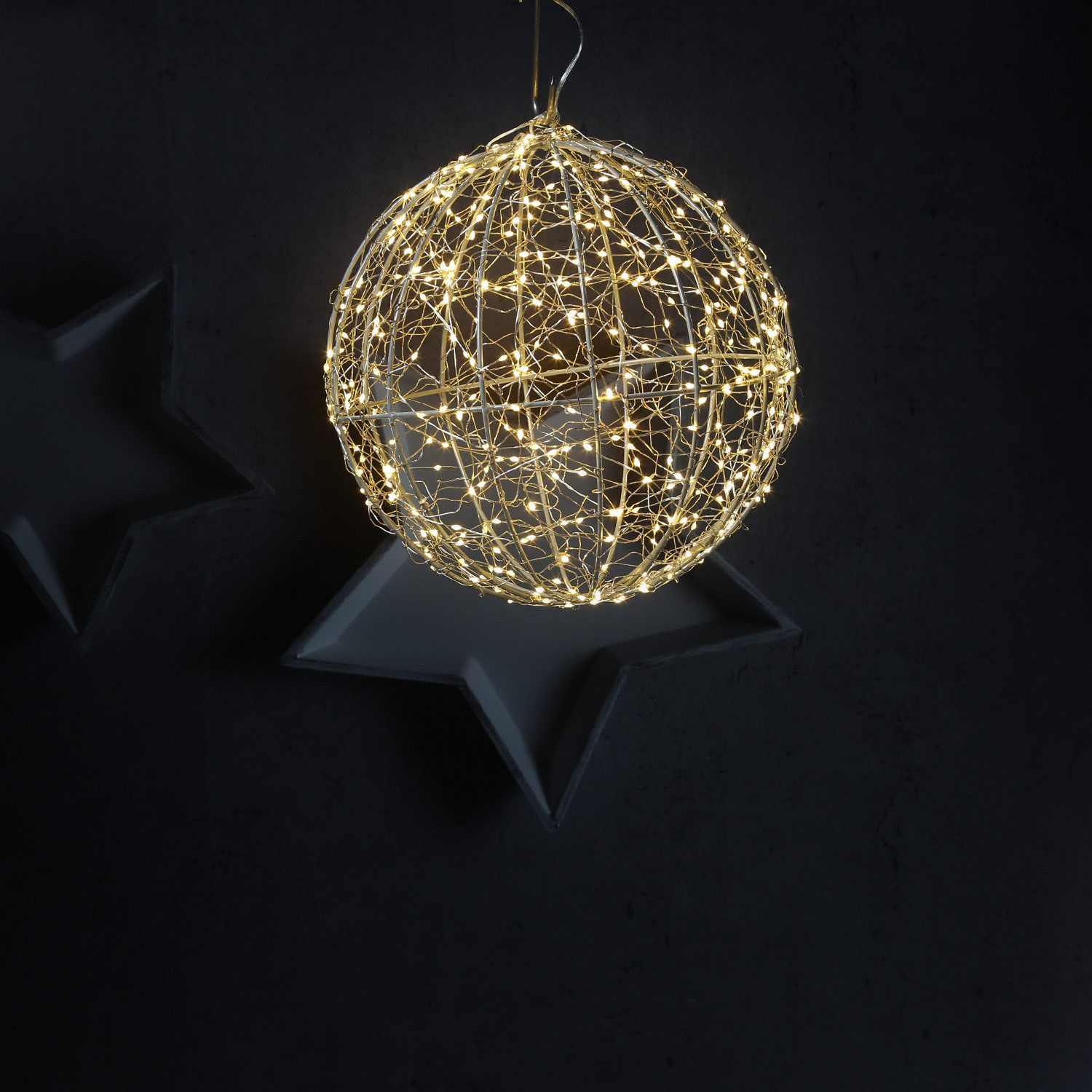 Seasonals LED Kugelleuchte LED Drahtkugel Leuchtkugel 30cm 400LED Lichtkugel für Innen Außen, LED Classic, warmweiß (2100K bis 3000K)