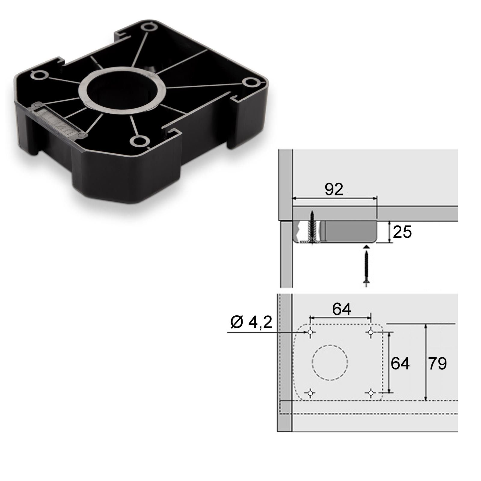 Schwarz 1 (4-St), Höhe Sockelbefestigungsclip Sockelfuß inkl. verstellbar, mm 90 Möbelfuß SO-TECH® Stellfuß