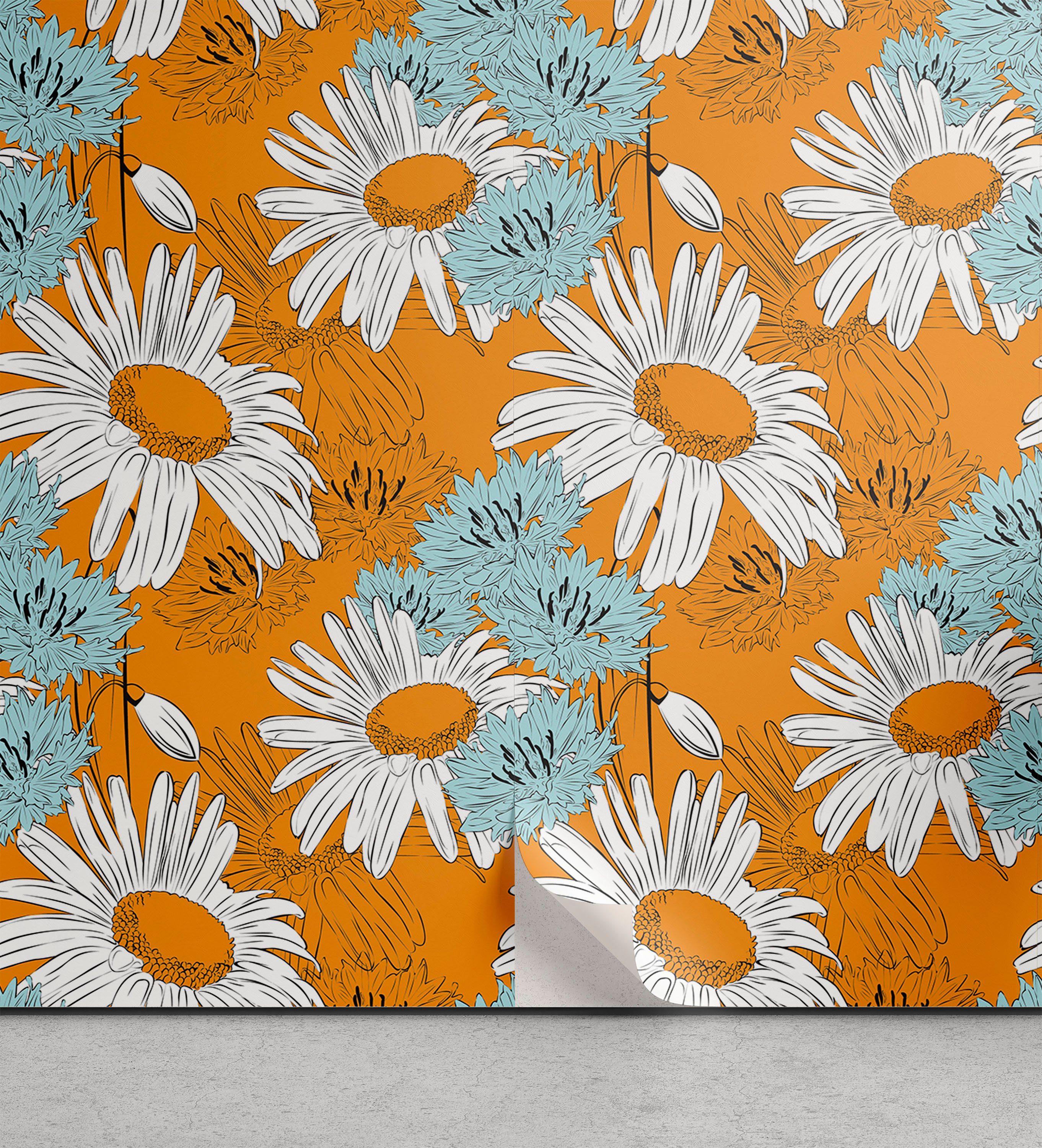 Küchenakzent, Abakuhaus Gänseblümchen Frühlingssaison Wohnzimmer selbstklebendes Orange Vinyltapete