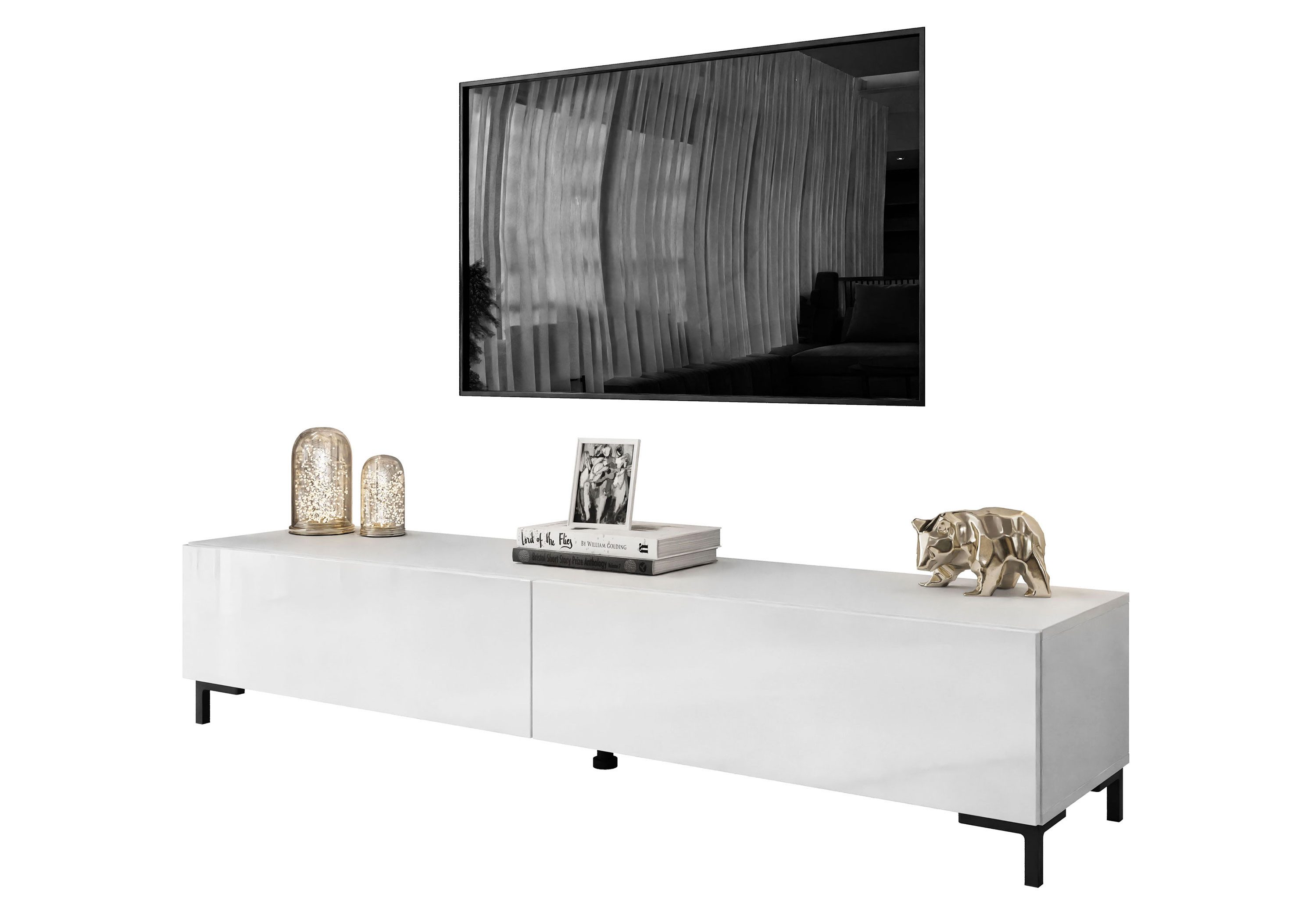 Lookway Lowboard COLETTE TV-Schrank mit Füße und LED Beleuchtung