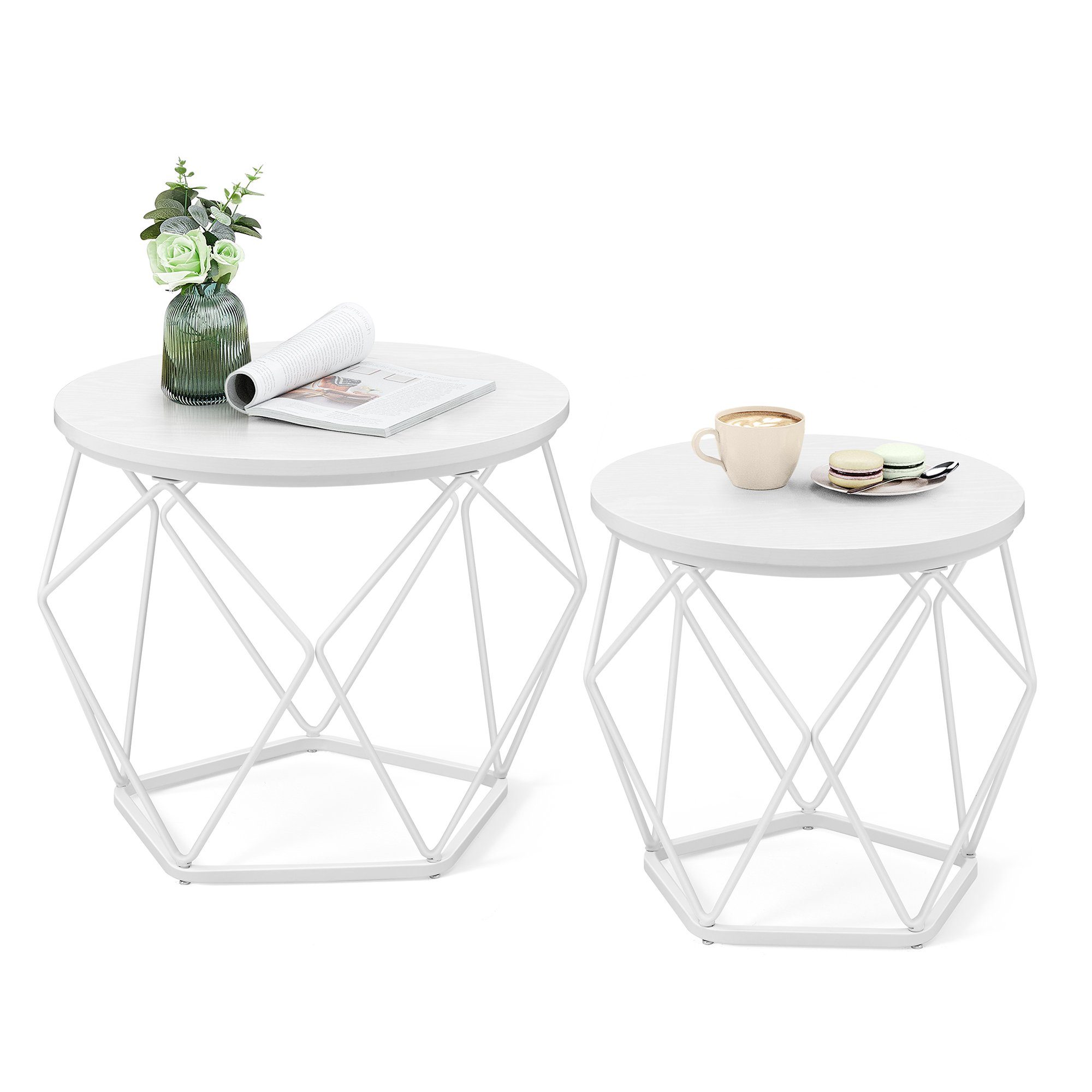 VASAGLE Couchtisch (2er Set), Beistelltisch, abnehmbare Tischplatte, Ø50x40 günstig online kaufen