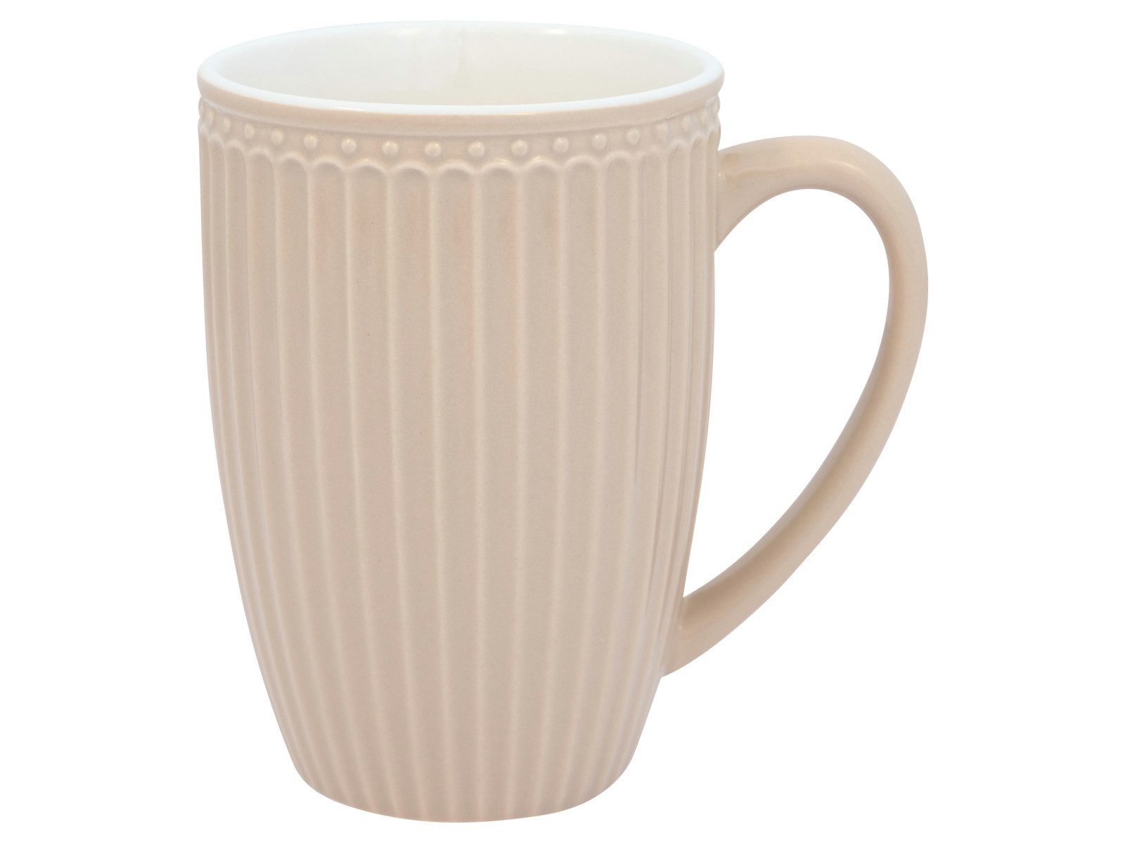 Greengate Becher Alice Becher mit Henkel groß creamy fudge 0,5l, Steingut