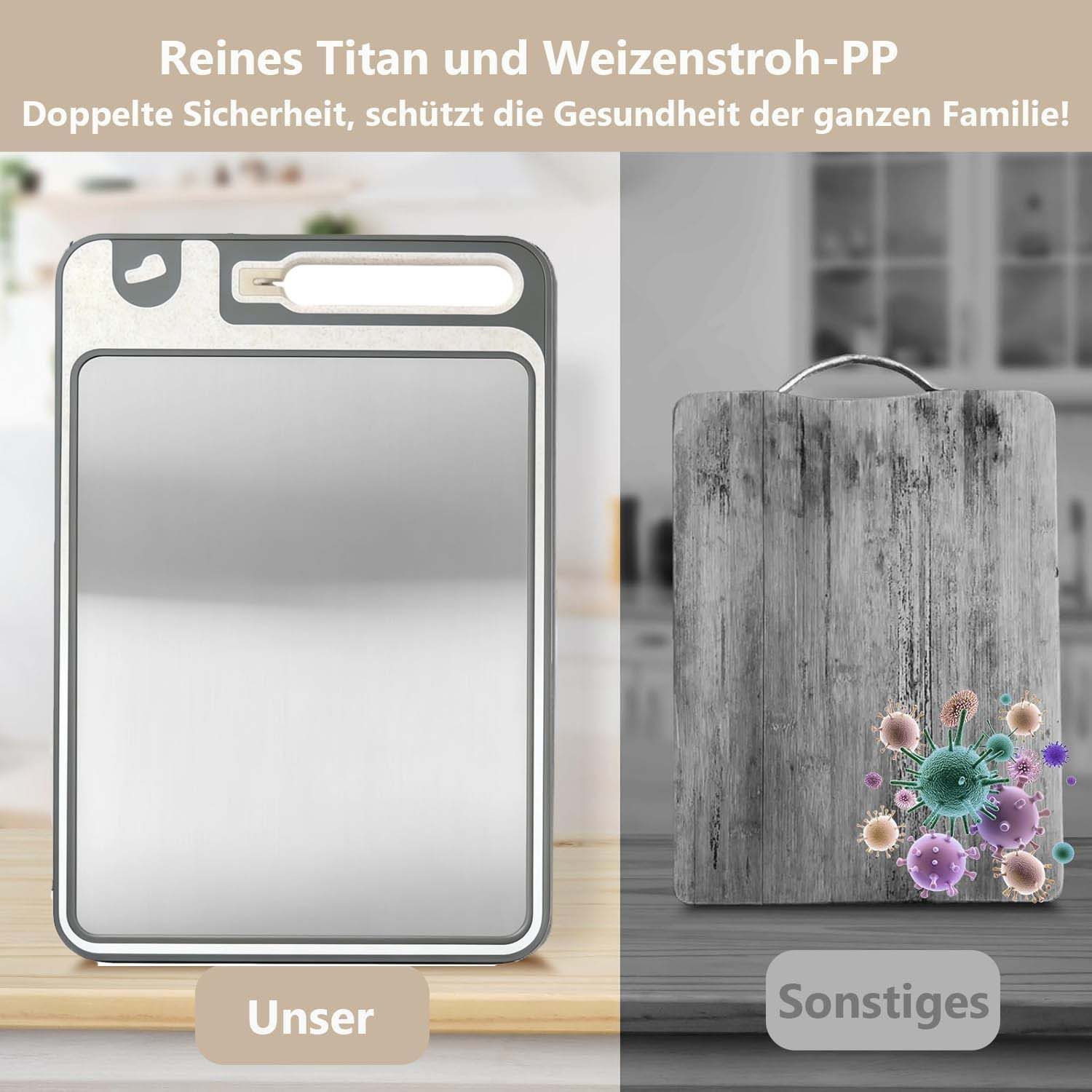 Agger Schneidebrett Hergestellt aus 100 % Edelstahl 316 und Weizenstroh-PP, 37 x 25cm – Bild 4 von 5