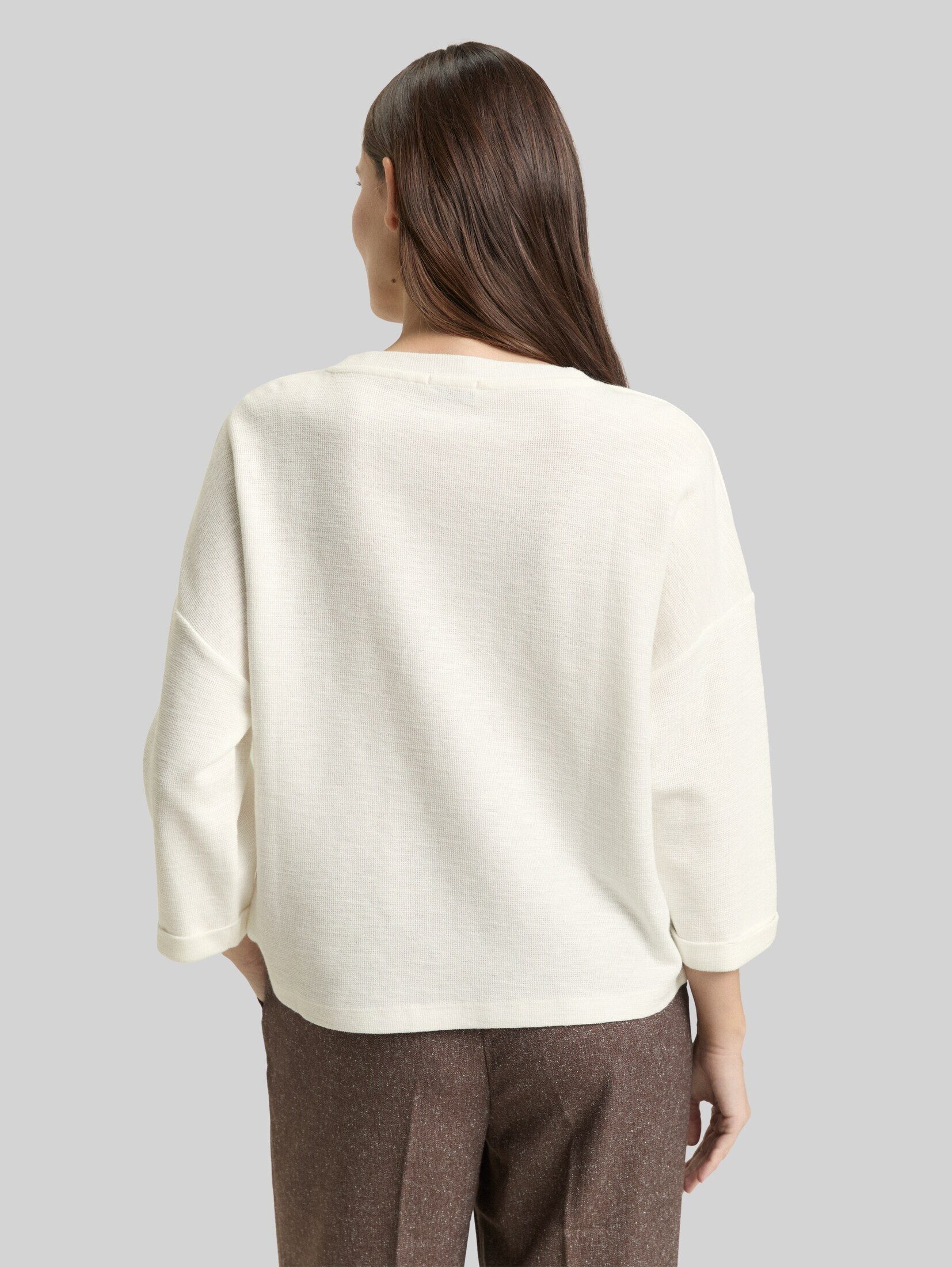 TOM TAILOR 3/4-Arm-Shirt T-Shirt (im Einserpack) Langarmshirt mit Knopf-Details