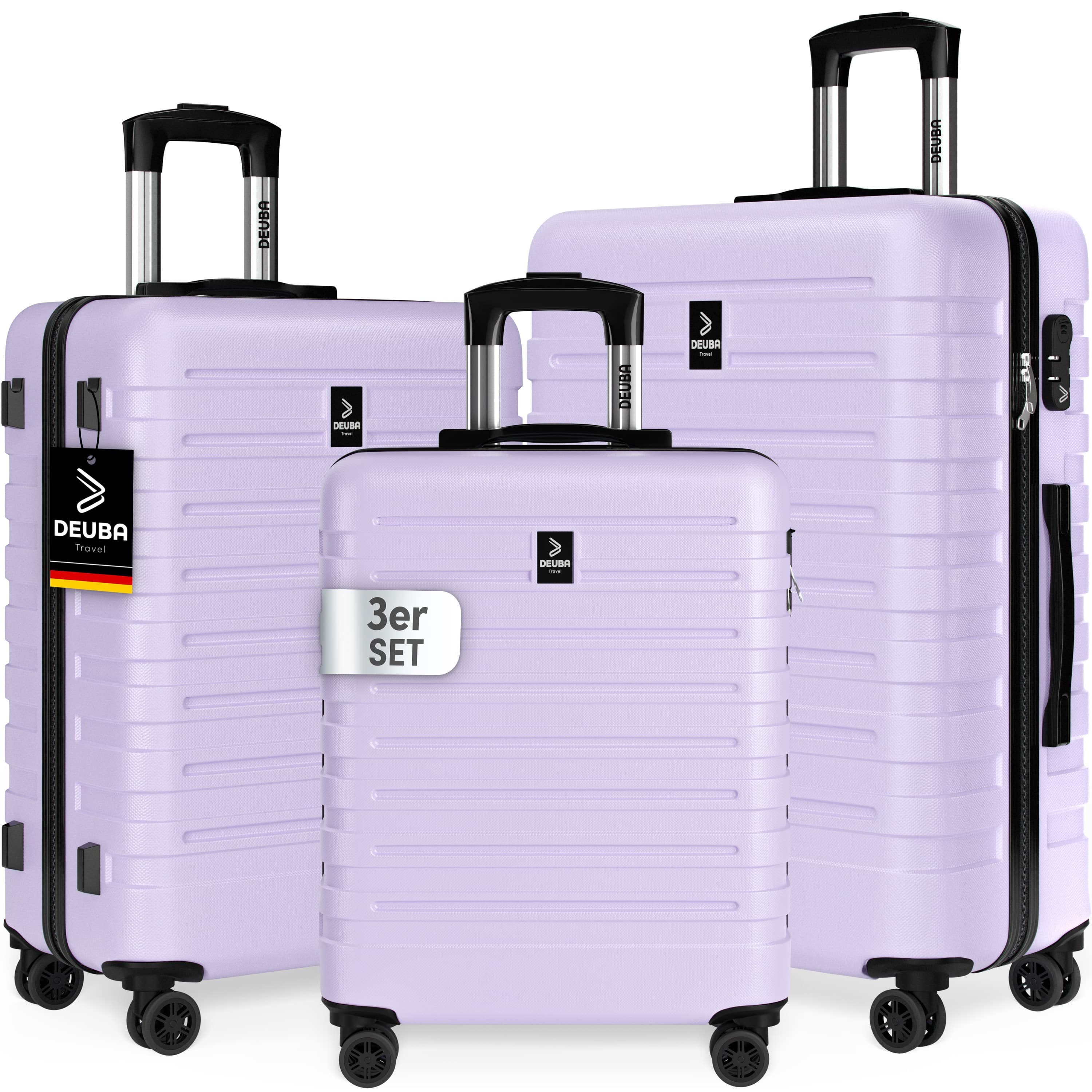 Deuba Kofferset, Handgepäck Koffer 55x40x20 Sicherer Stauraum Kreuzgurt PVC Reisekoffer