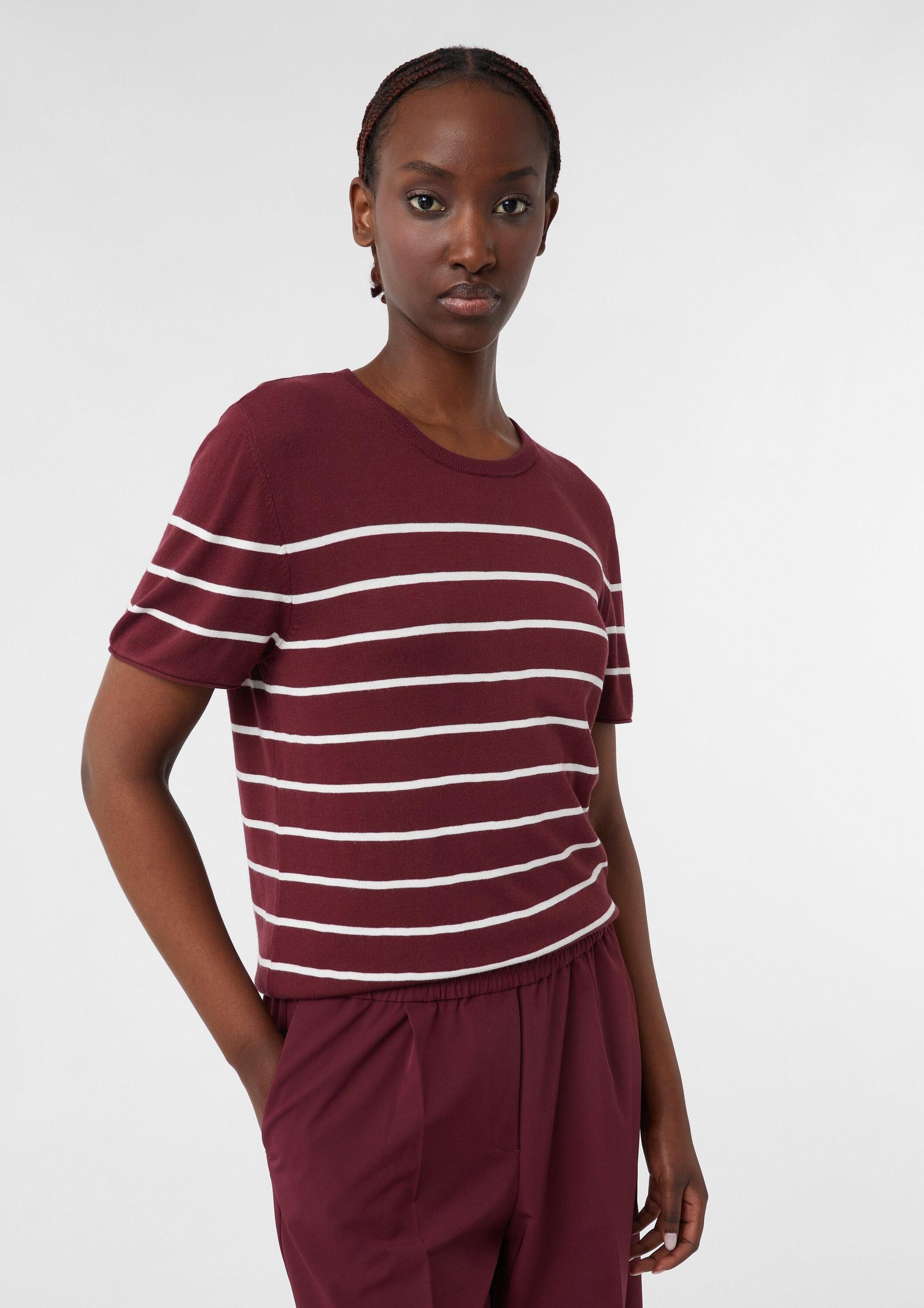 comma Kurzarmpullover Strickpullover Kurzärmeliger Strickpullover mit Streifen