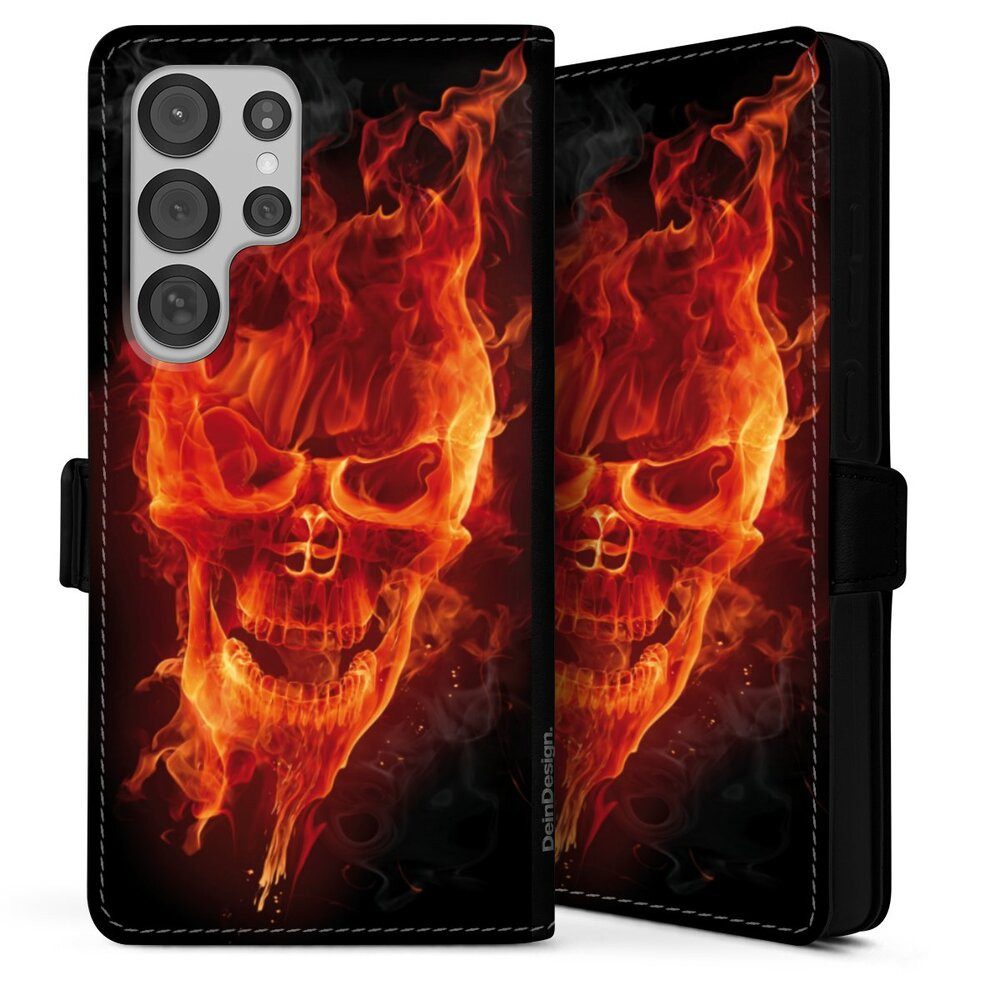DeinDesign Handyhülle Totenkopf Feuer Schädel Burning Skull, Samsung Galaxy S25 Ultra Hülle Handy Flip Case Wallet Cover