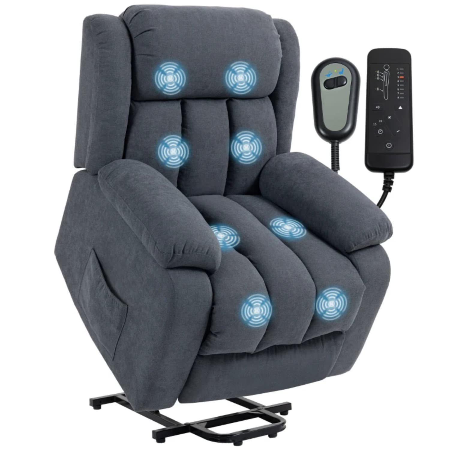 autolock Relaxsessel Fernsehsessel mit Aufstehhilfe,Elektrisch Relaxsessel+Liegefunktion, Polstersessel mit Massagefunktion, 93x91x103 cm, Dunkelgrau