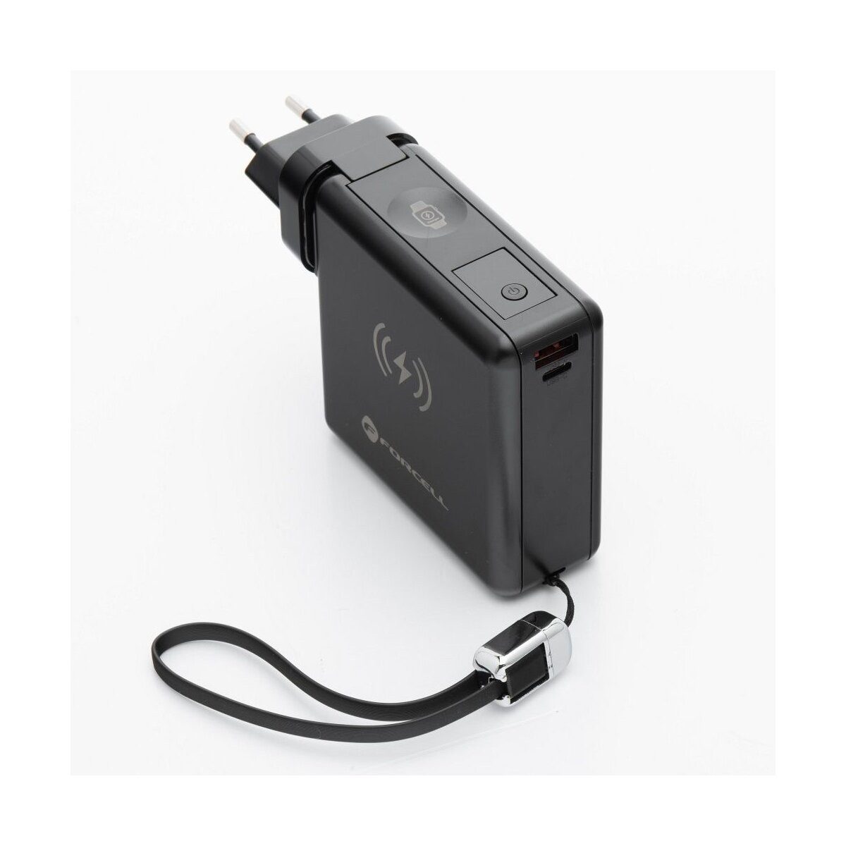 Forcell FORCELL 6in1 Powerbank 15000mAh 45W USB-C/A Ladegerät Smartphone-Ladegerät (6in1 Ladegerät mit USB-A/C, Wireless & 15000mAh Powerbank)