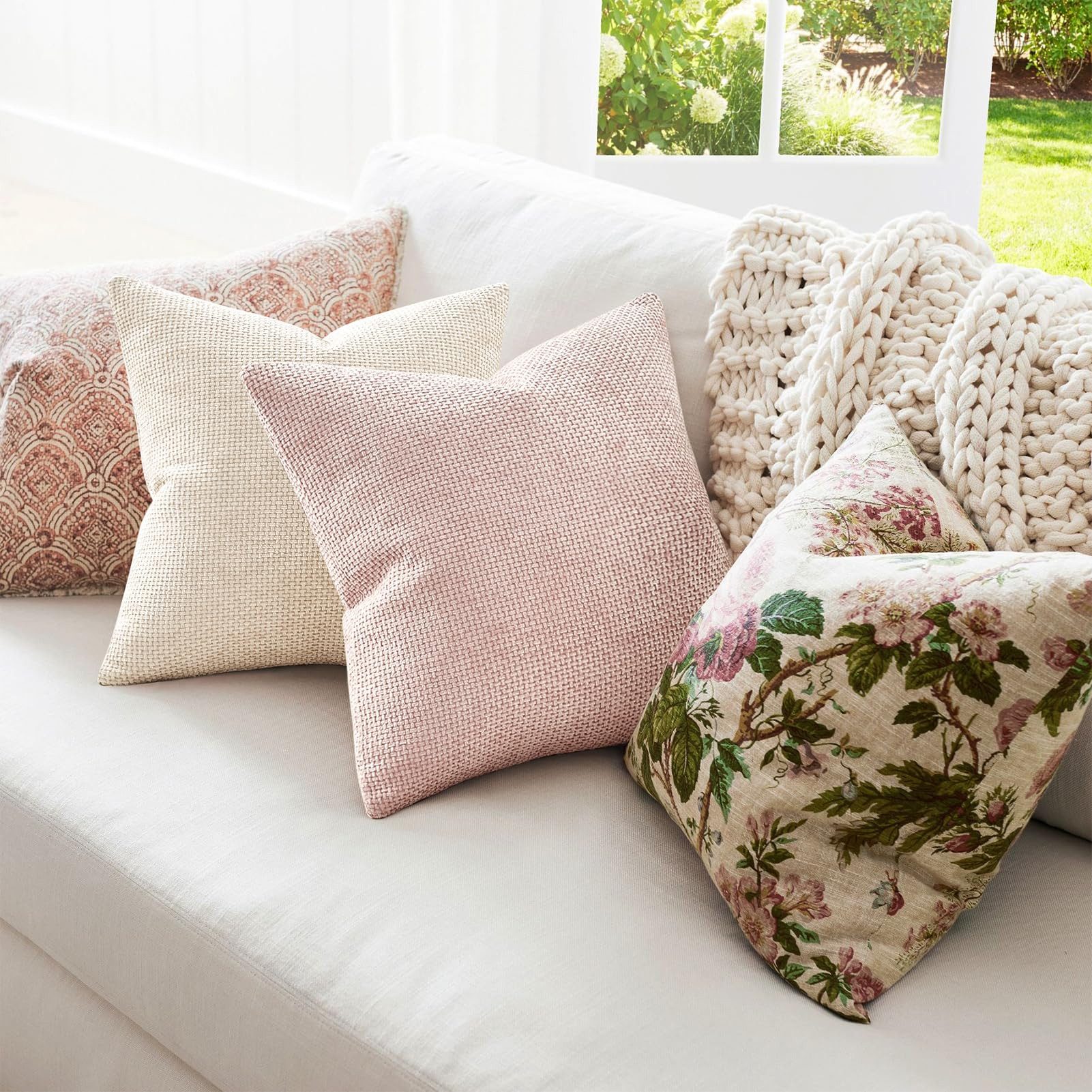 Topfinel Kissenbezug 40x40 samt kissenbezüge 50x50 Weich Sofa Deko Rattanstreifen, kissenbezug 4er set Rosa Farbverlauf Wohnzimmer Kinder Hautfreundlich