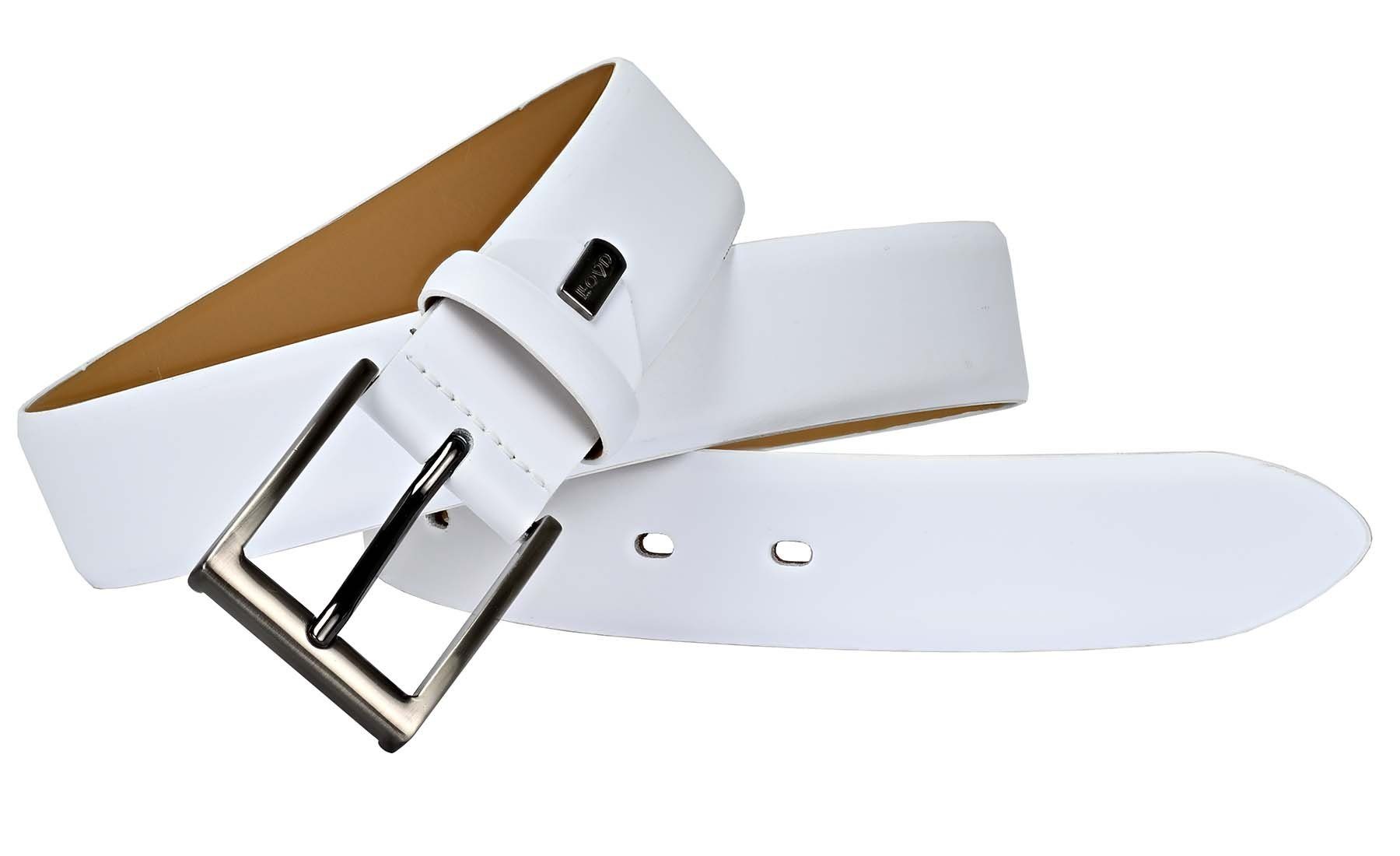 Men’s white LLOYD mm Belts Ledergürtel LLOYD-Herren-Ledergürtel 35 Dorn-Schließe