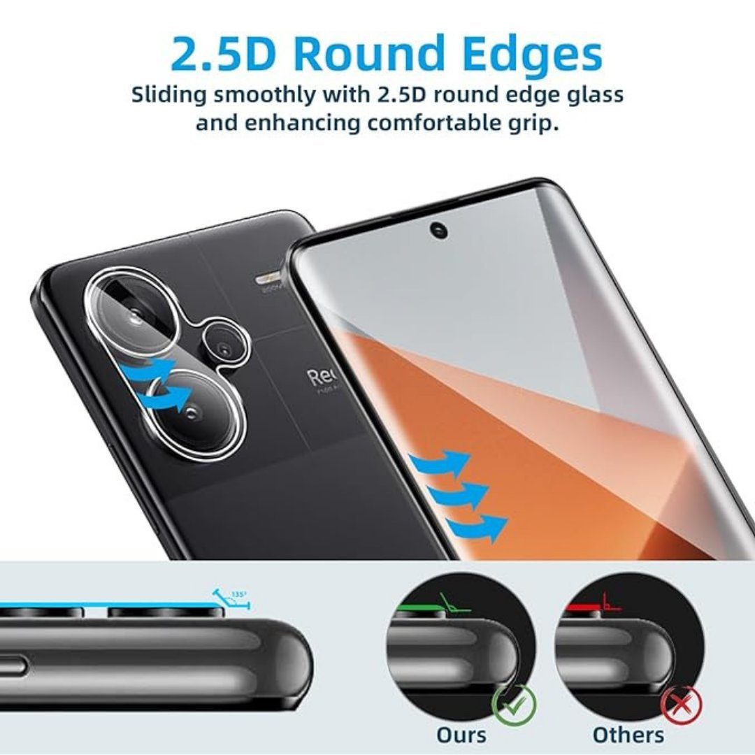 SmartUP Displayschutzglas 2X Schutzglas für Xiaomi Redmi Note 13 Pro+ 5G Panzerfolie Kamera Full, Panzerfolie – Bild 4 von 5
