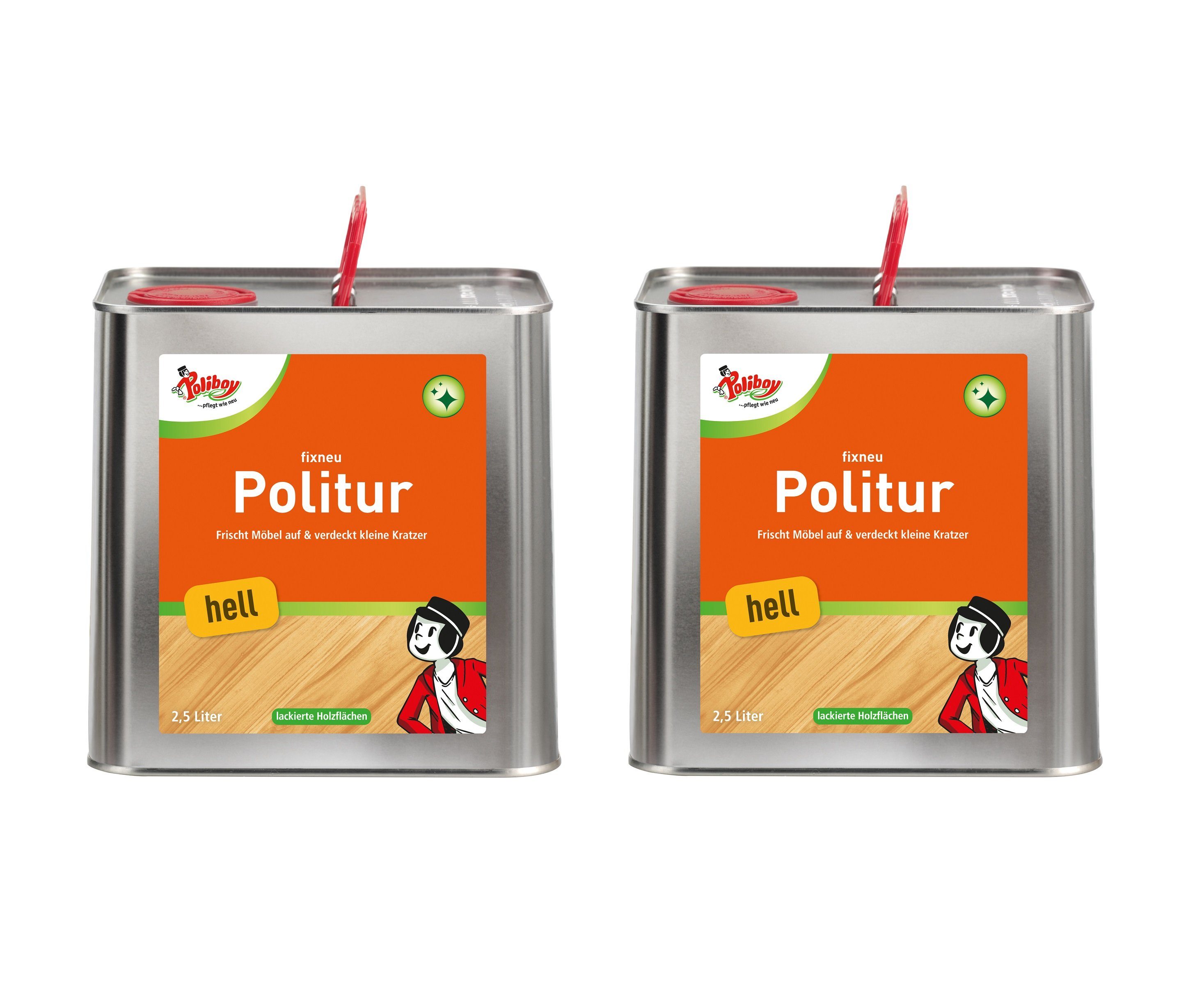 poliboy Fixneu Möbelpolitur hell - 2x2,5 Liter Möbelreiniger (für helle Oberflächen - Made in Germany)